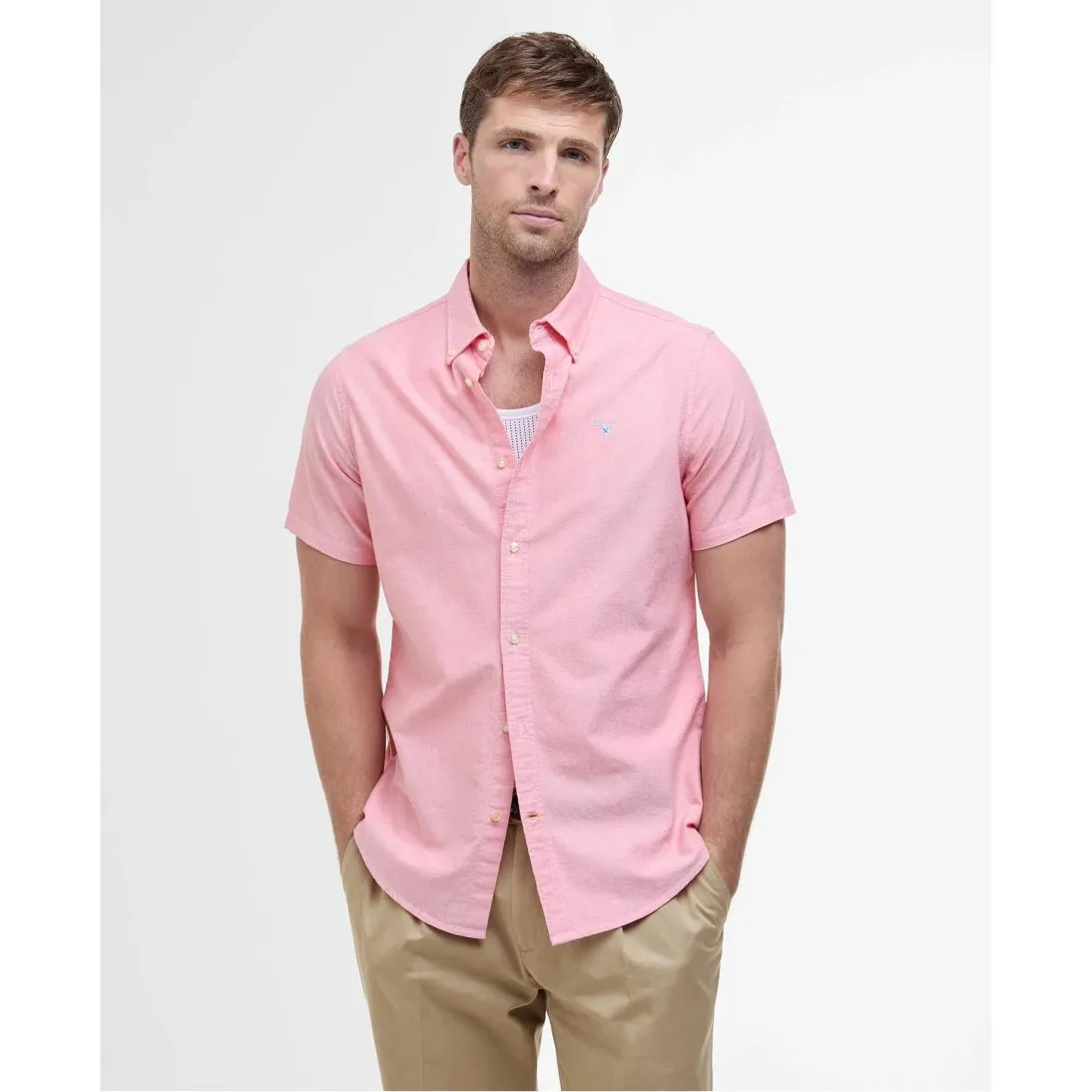 Barbour Oxford Tailored Short-Sleeved Shirt MSH5313 Horizon Orange