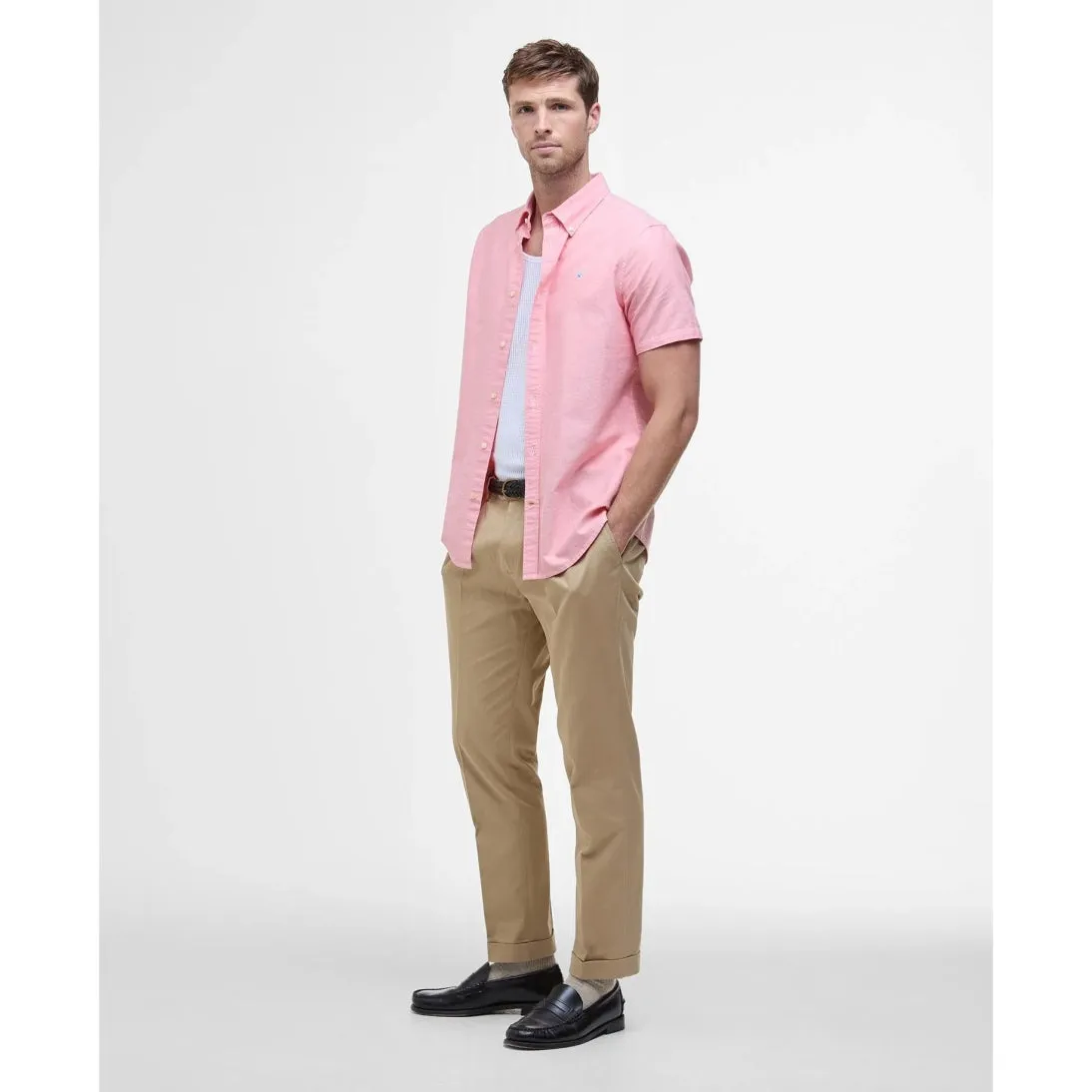 Barbour Oxford Tailored Short-Sleeved Shirt MSH5313 Horizon Orange
