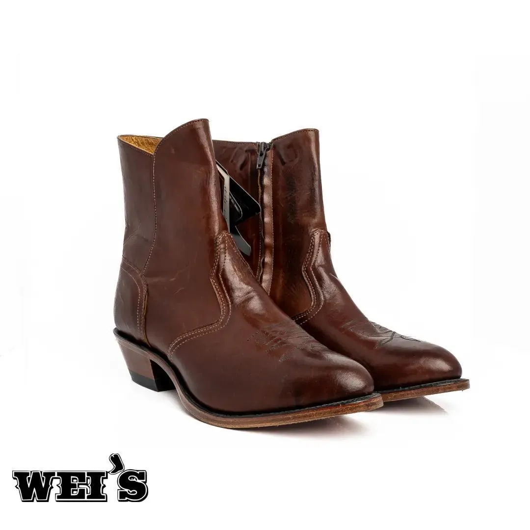 Boulet Men's Cowboy Boots Brown Cowboy and Pointed Toe with Injected Leather Soles - CLEARANCE