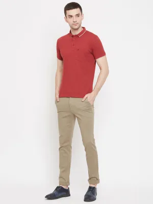 Brown Checked Slim Fit Trousers