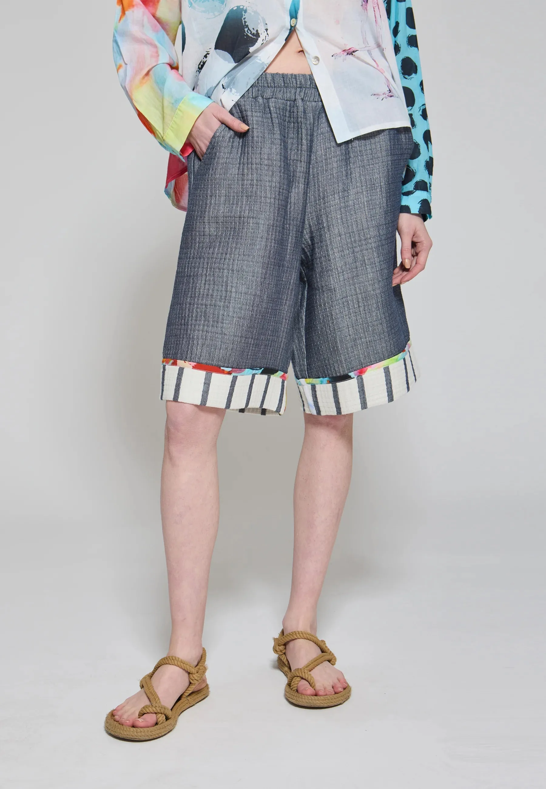 COSTERA – Striped Cotton Bermuda Shorts
