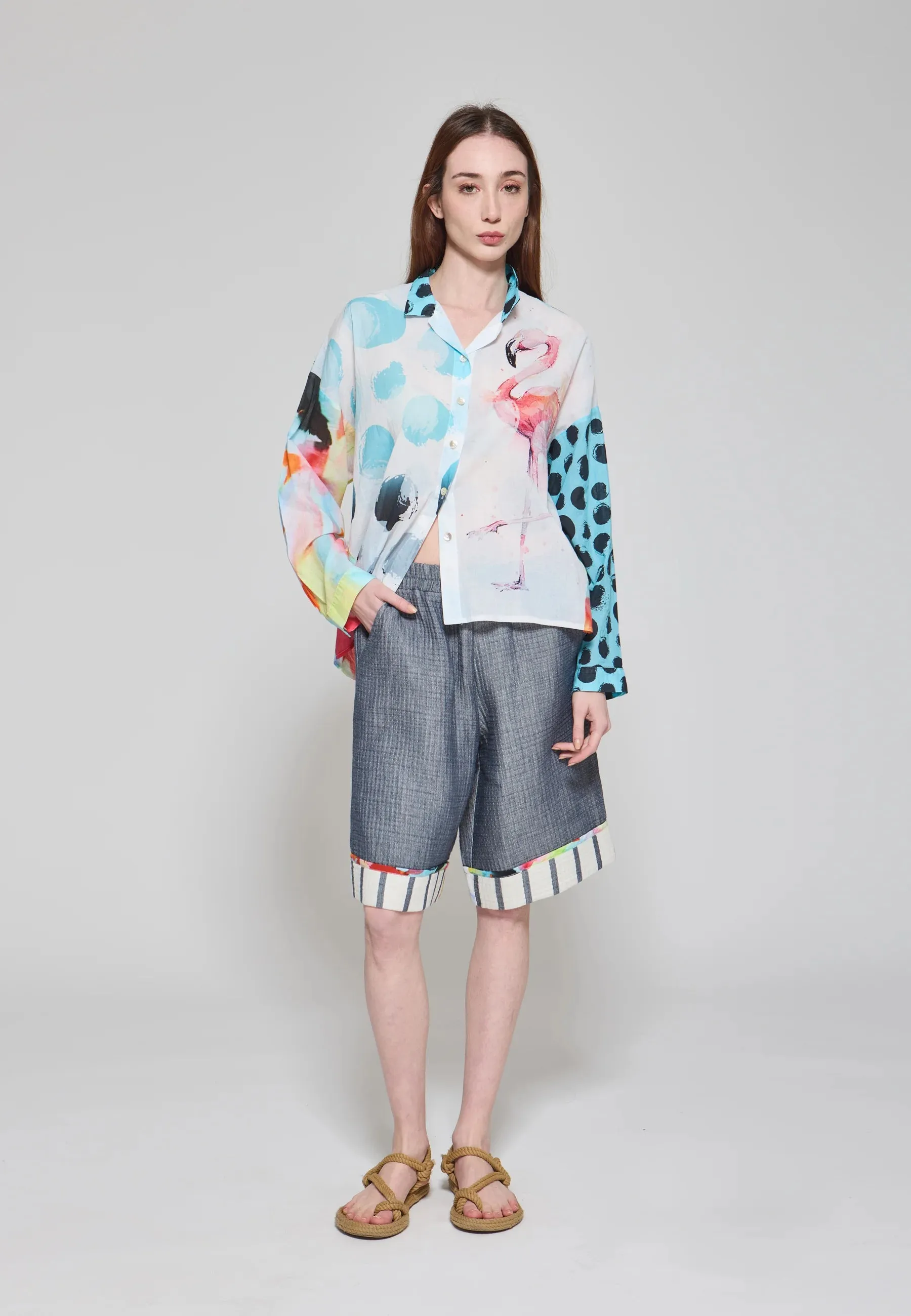 COSTERA – Striped Cotton Bermuda Shorts
