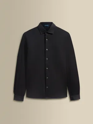 Cotton Jersey Long Sleeve Button Through Polo Shirt