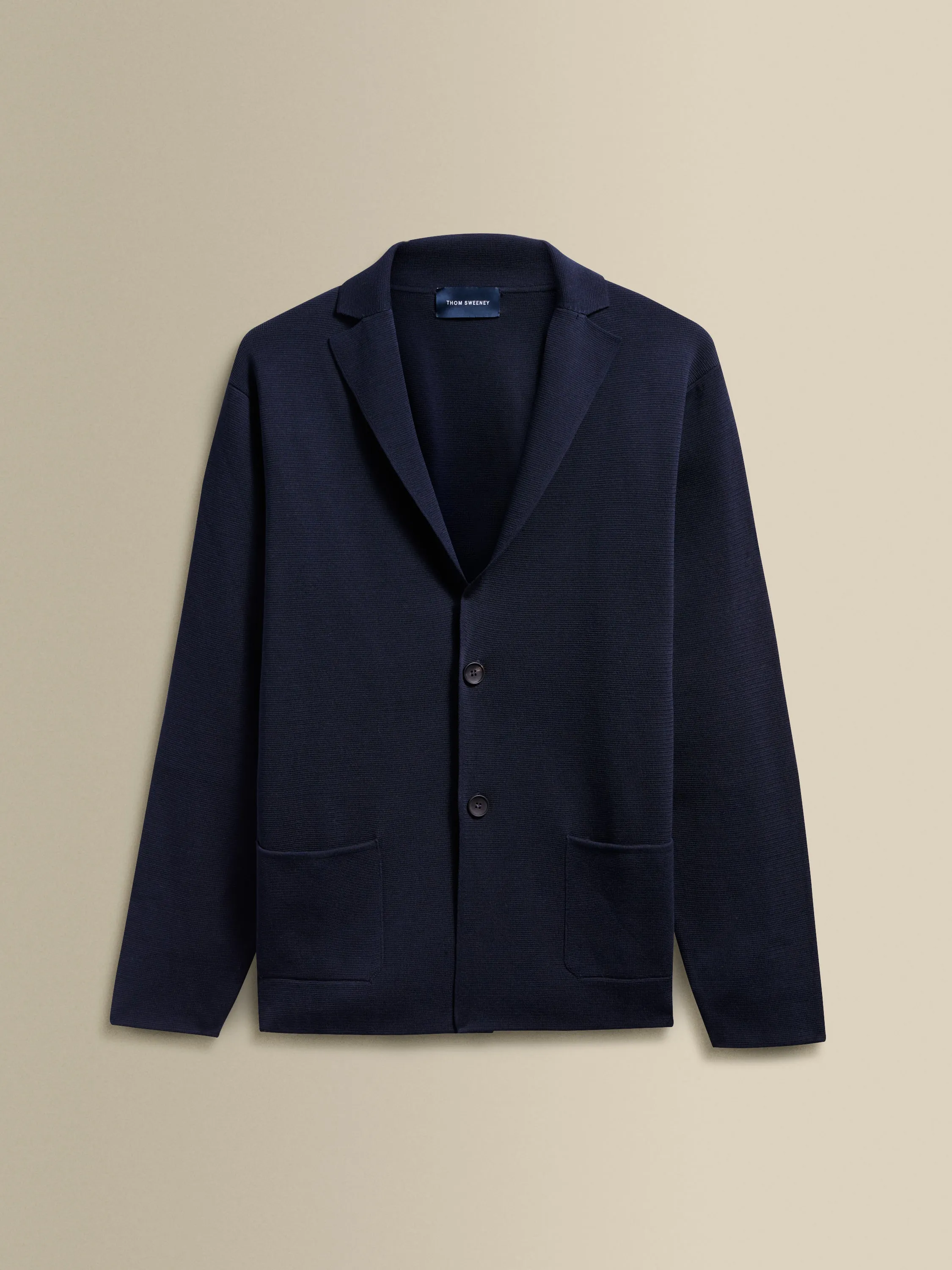 Crepe Cotton Single Breasted Knitted Blazer