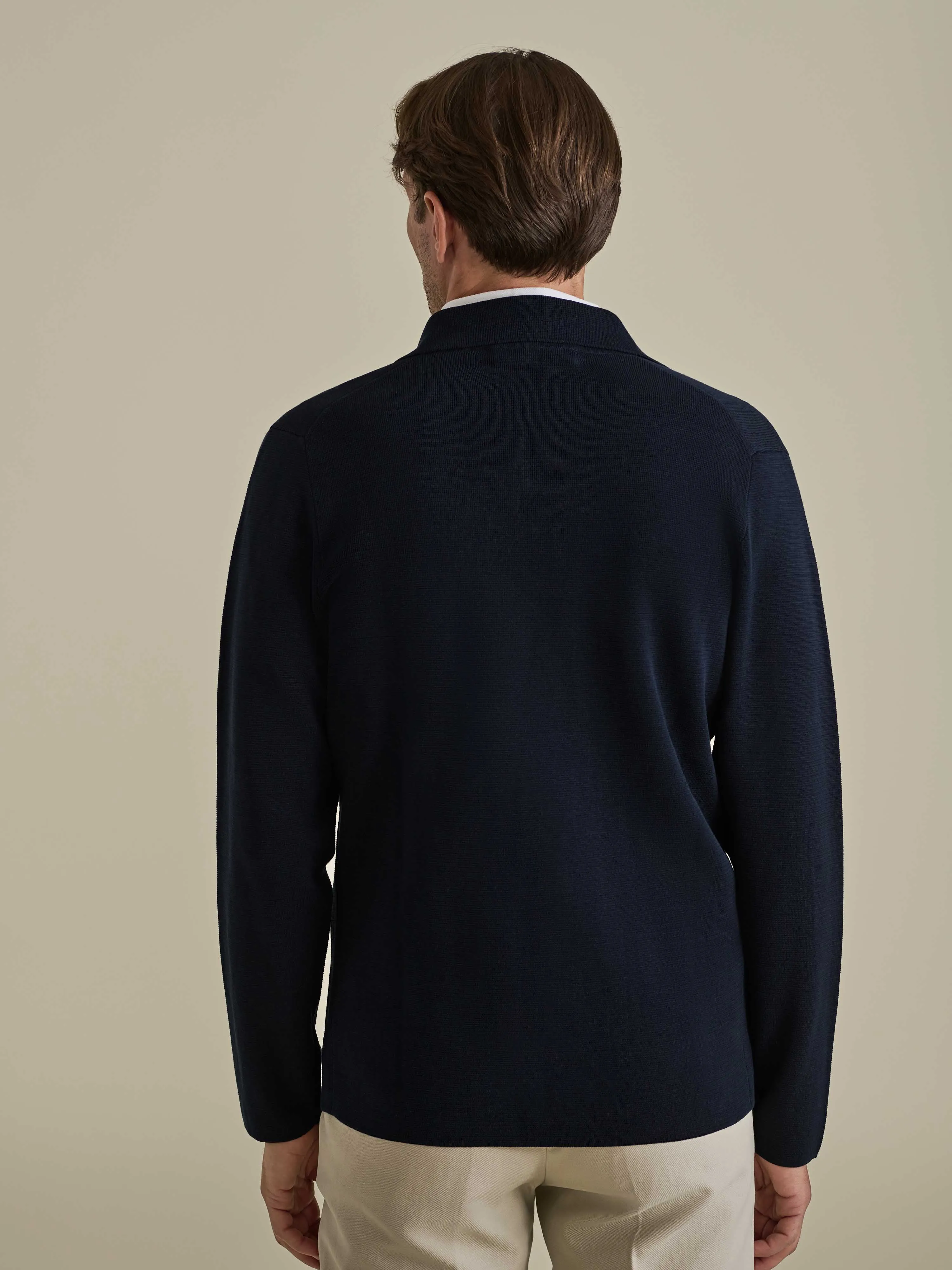 Crepe Cotton Single Breasted Knitted Blazer