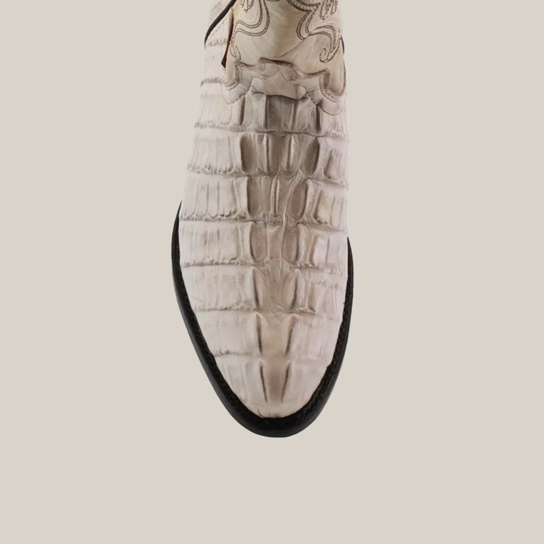 Crocodile Tail Print Bone - Round Toe