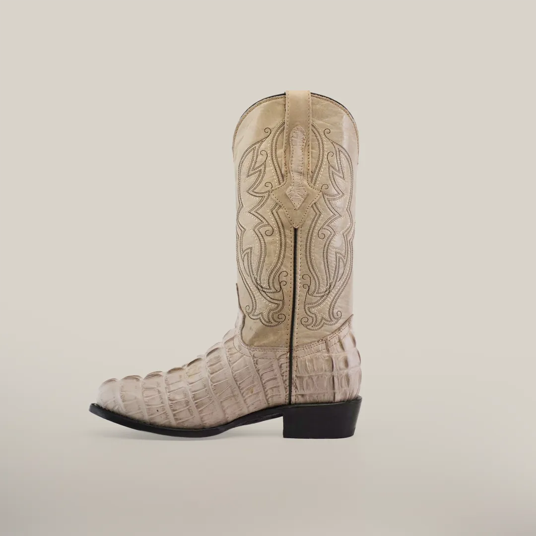 Crocodile Tail Print Bone - Round Toe