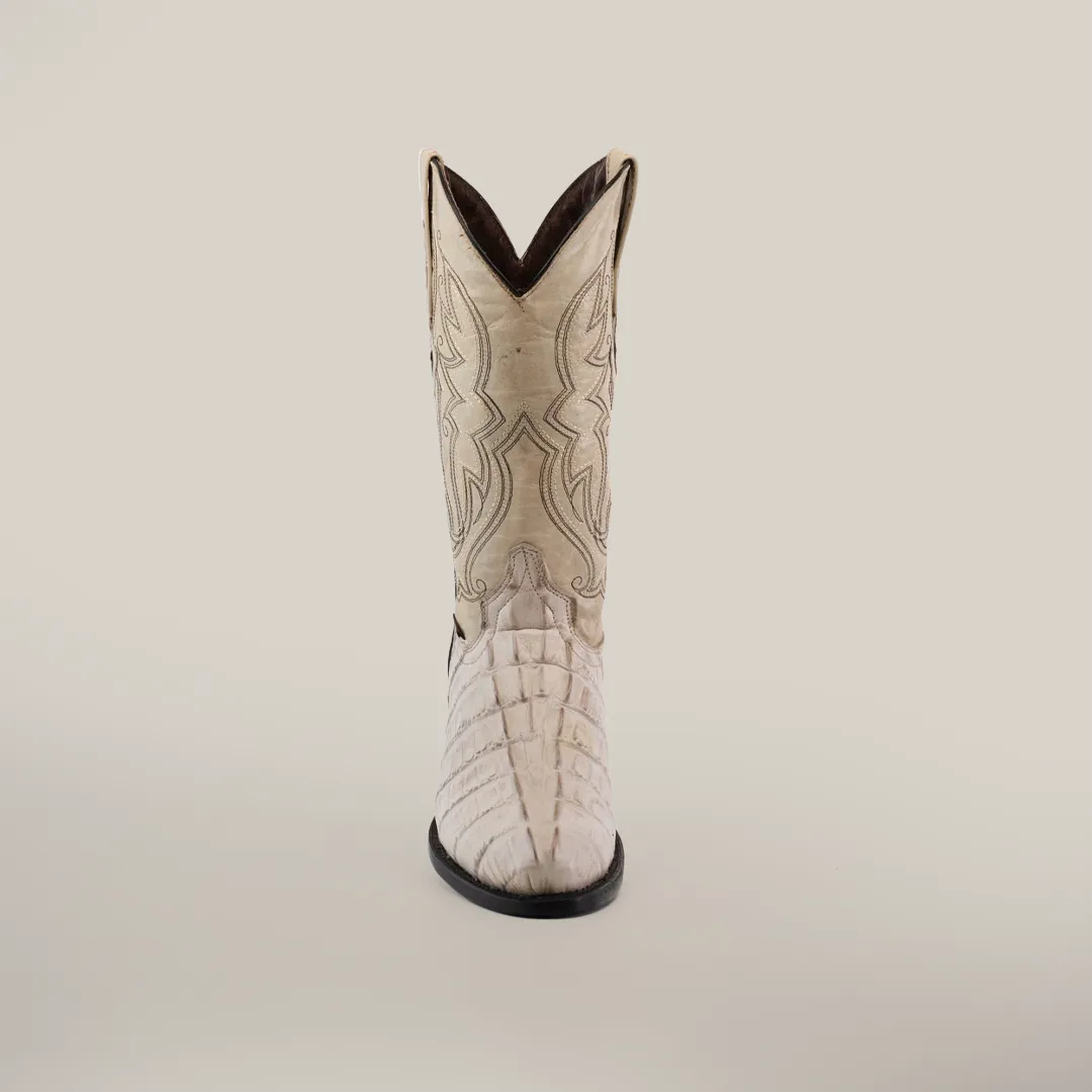 Crocodile Tail Print Bone - Round Toe