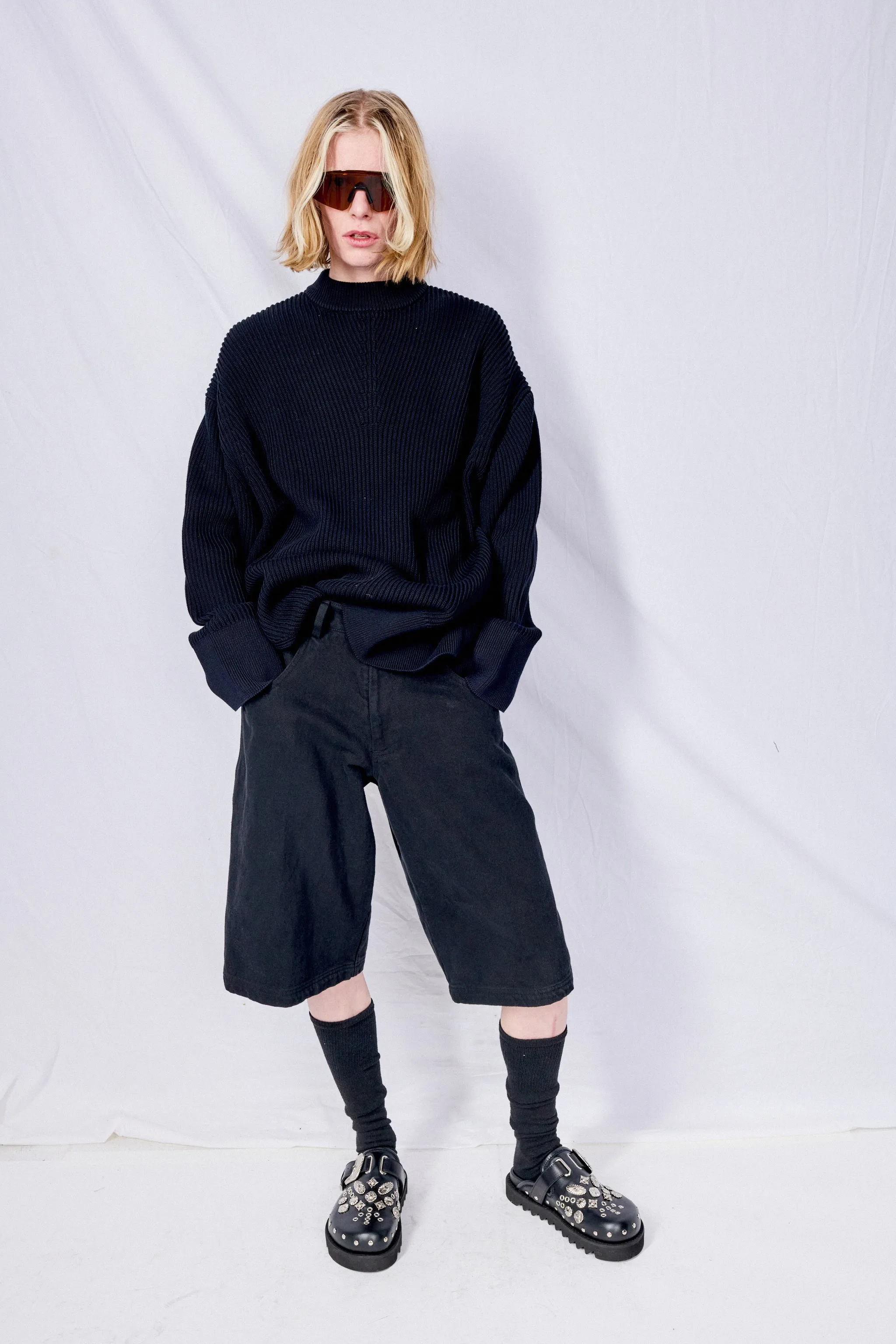 Darkest Navy Verda Asymmetric Knit
