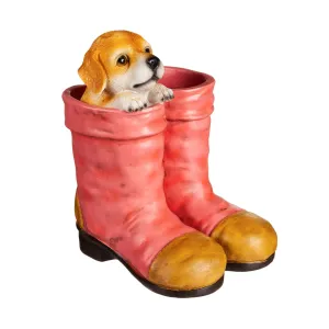 Dog In Pink Boots Planter