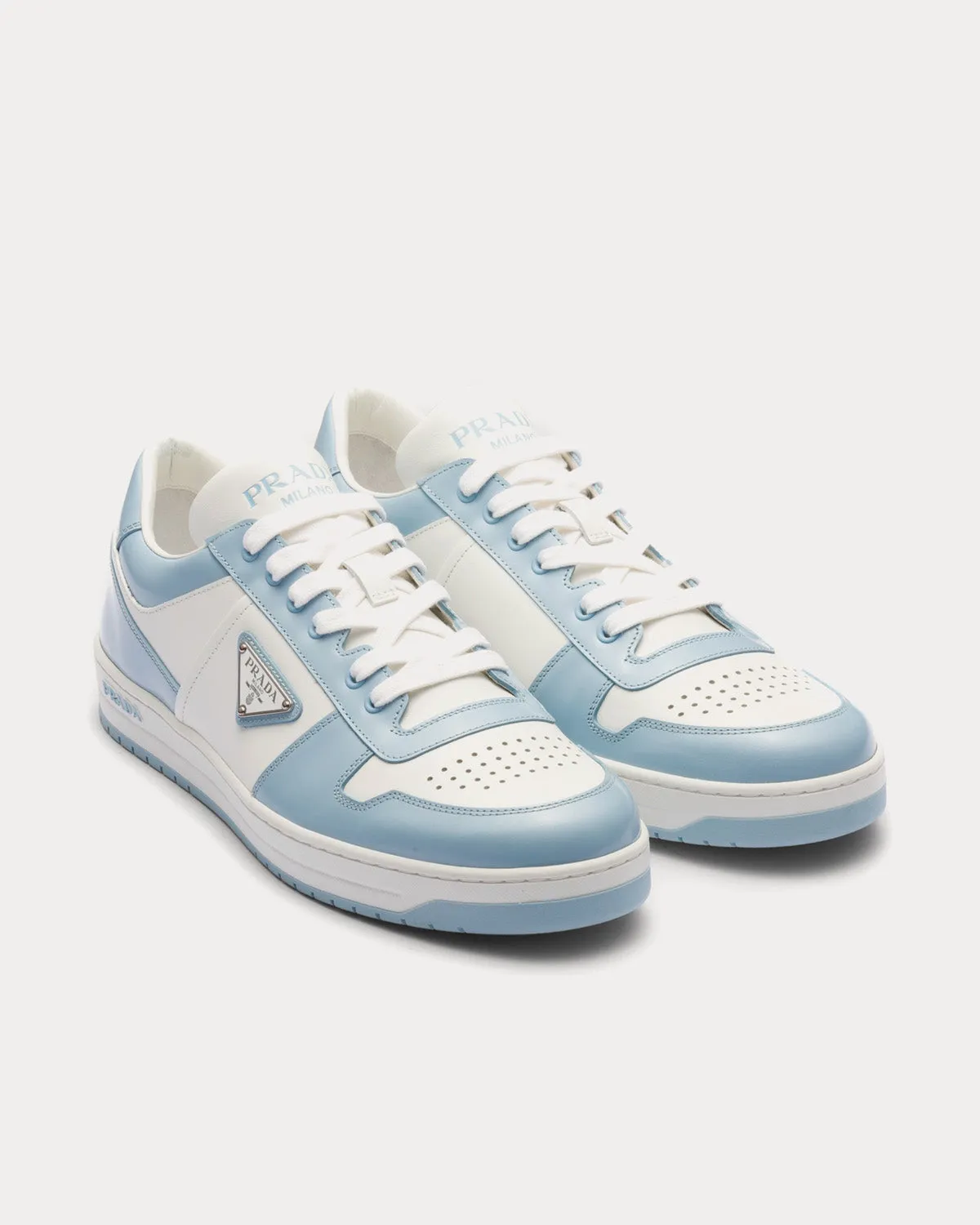 Downtown Leather White / Light Blue Low Top Sneakers