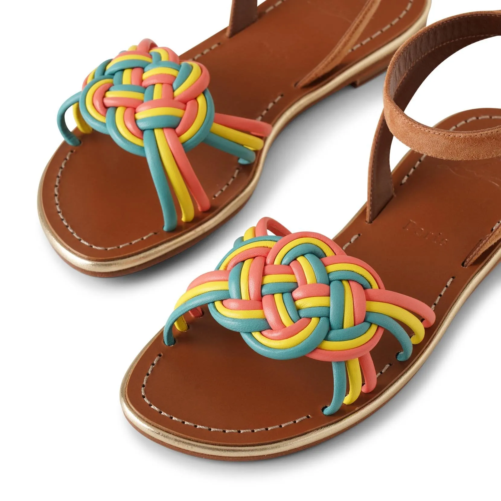 Ella flat leather and suede sandals