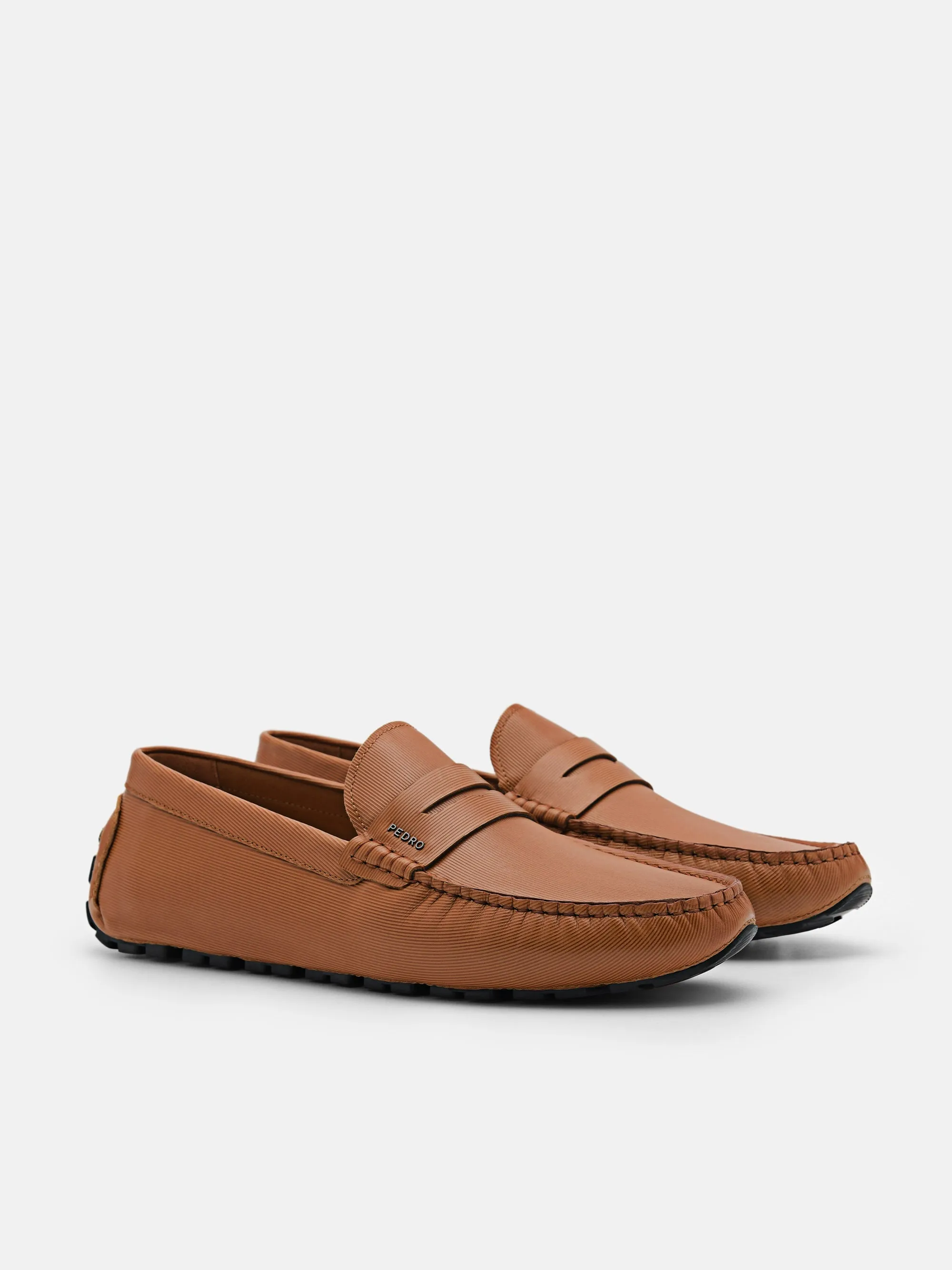Embossed Leather Penny Loafers