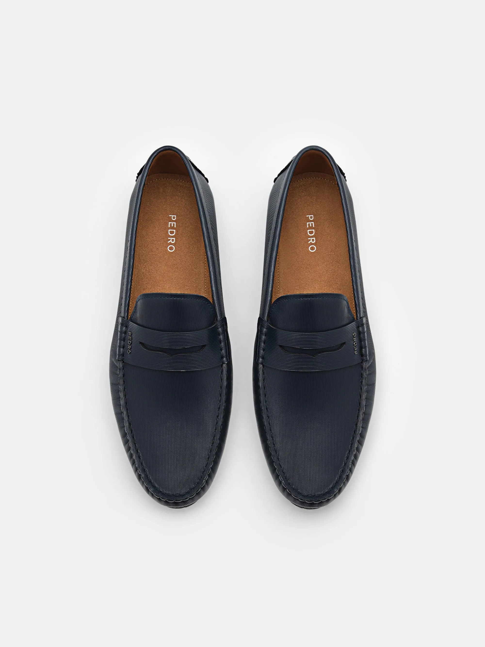 Embossed Leather Penny Loafers
