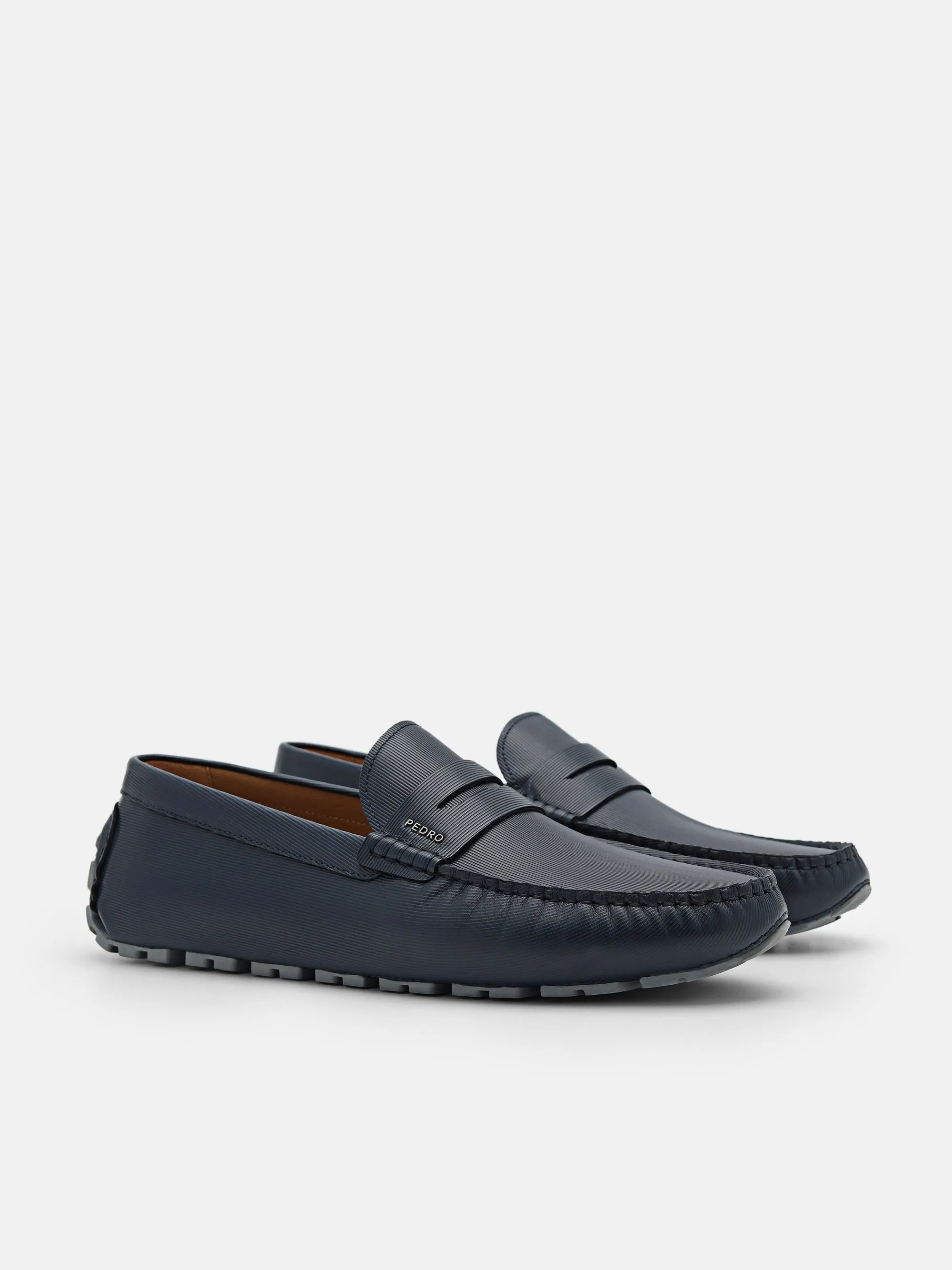 Embossed Leather Penny Loafers