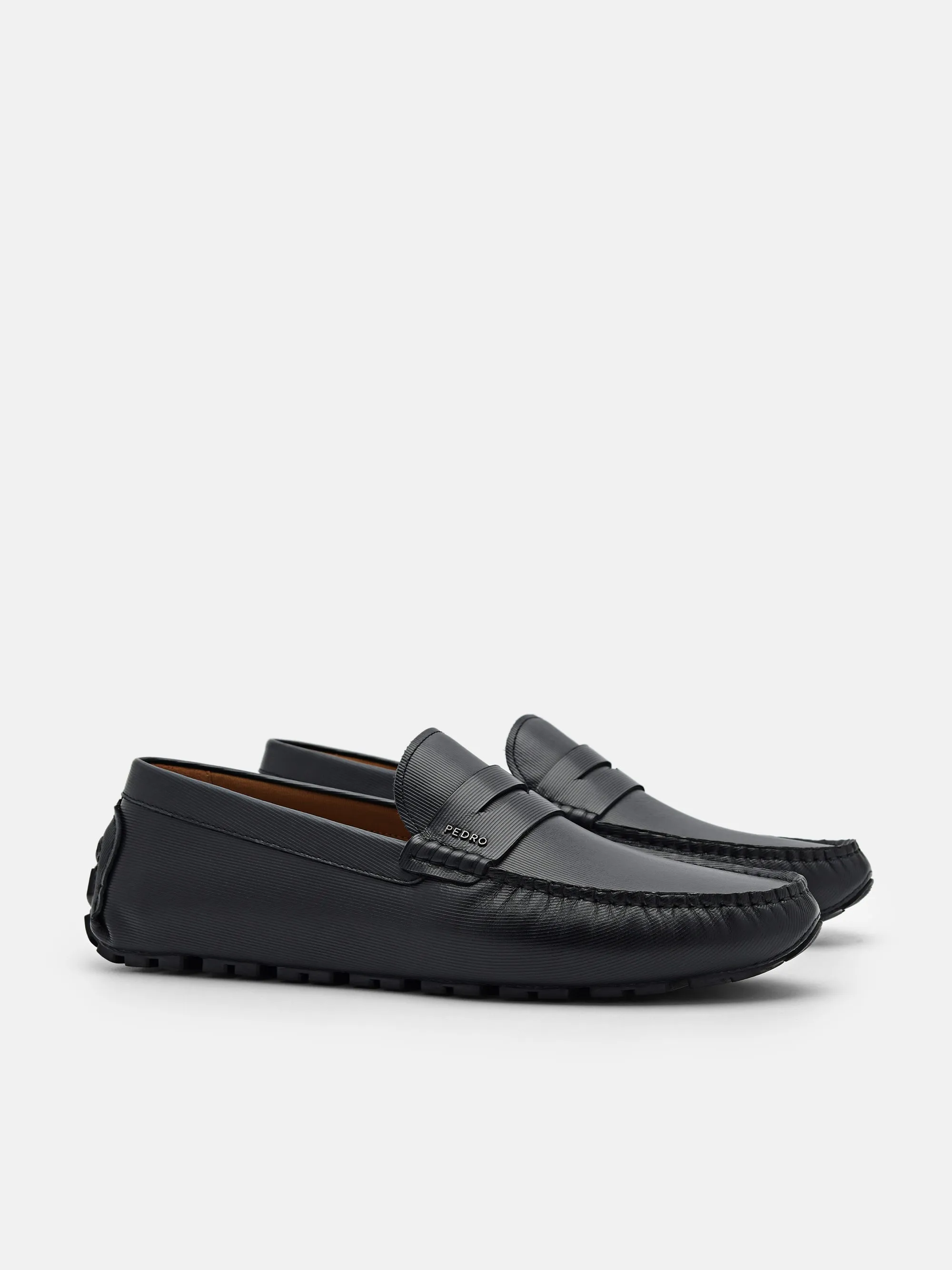 Embossed Leather Penny Loafers