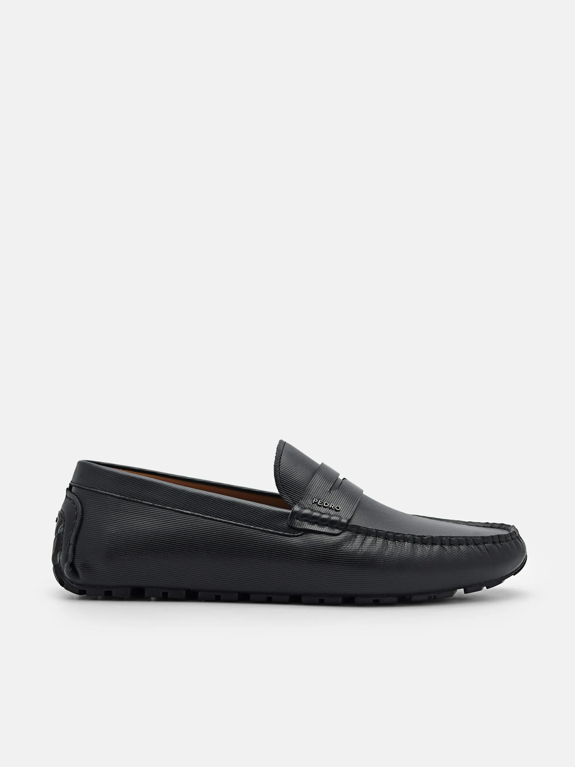Embossed Leather Penny Loafers