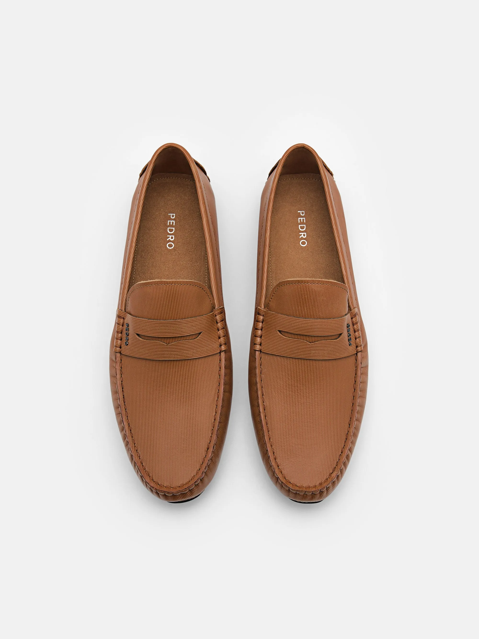 Embossed Leather Penny Loafers