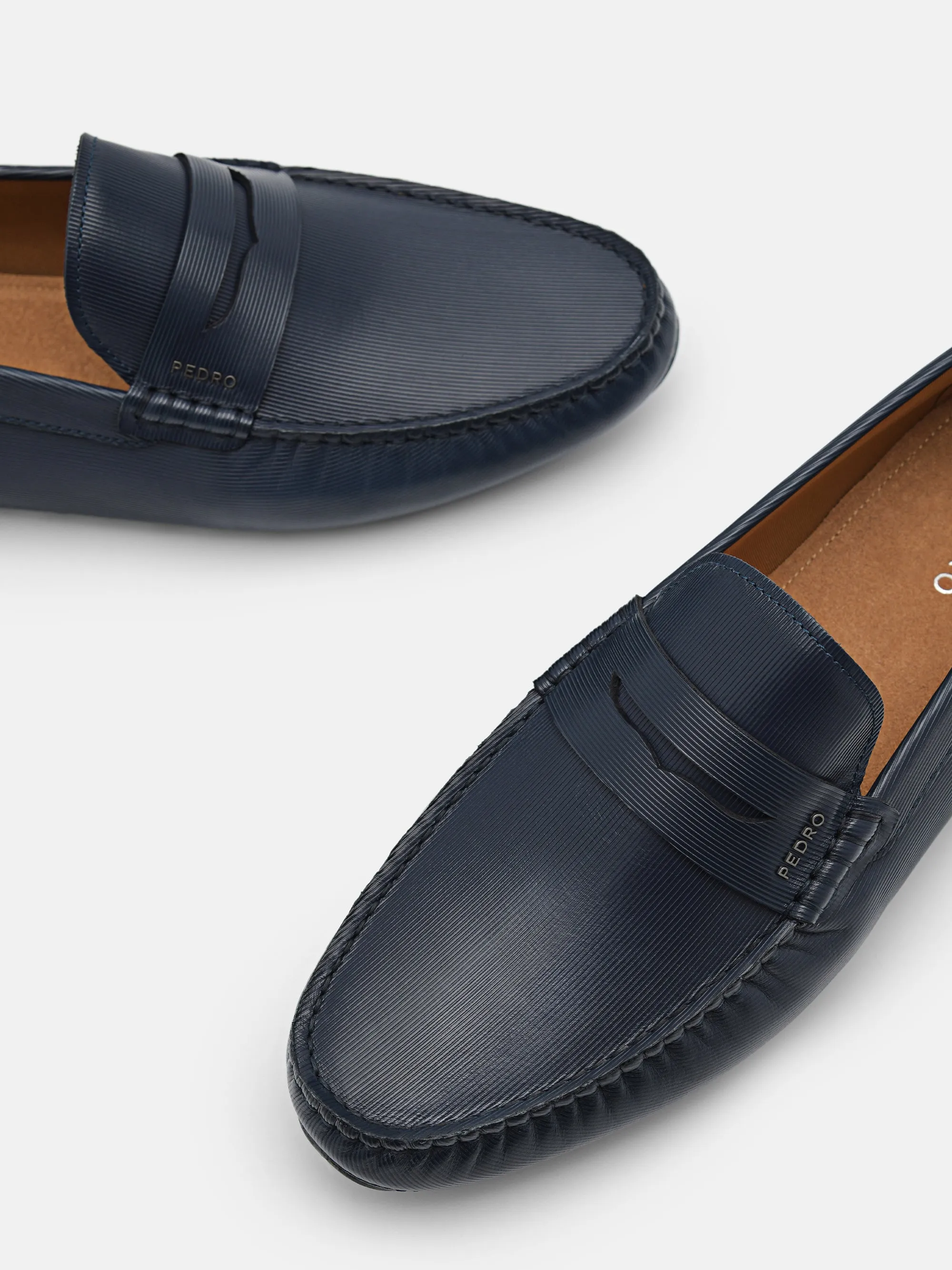 Embossed Leather Penny Loafers