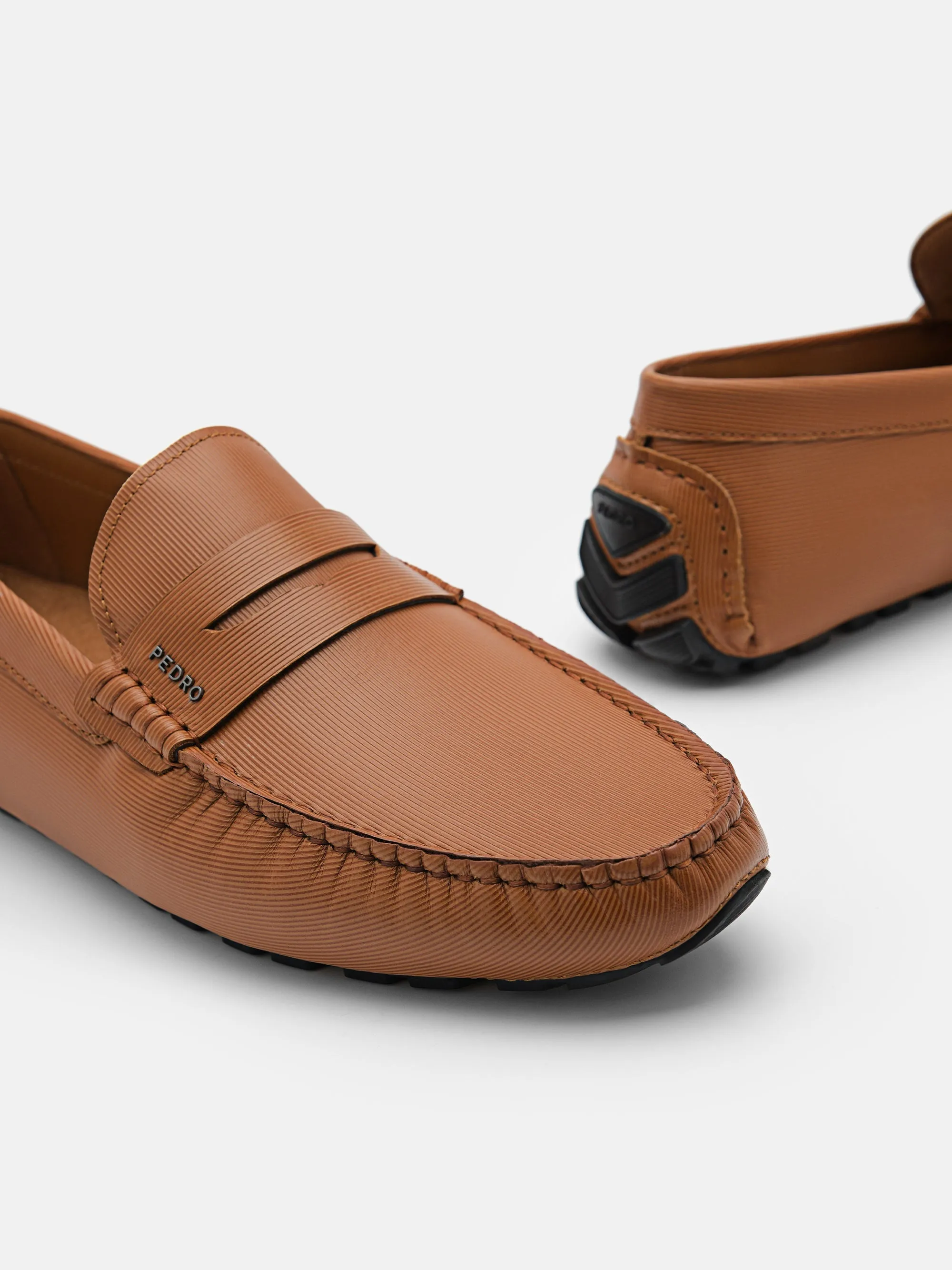 Embossed Leather Penny Loafers