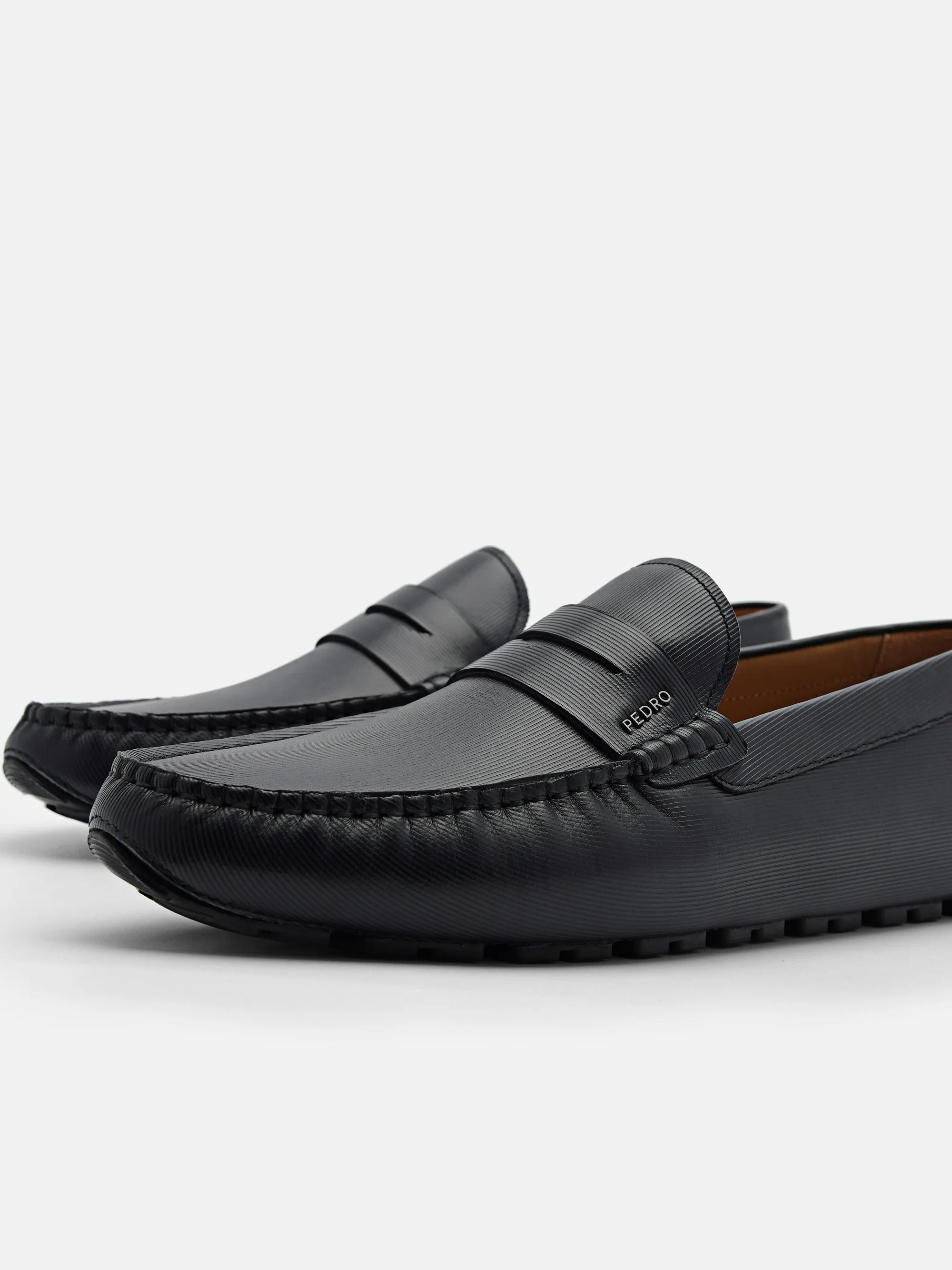 Embossed Leather Penny Loafers