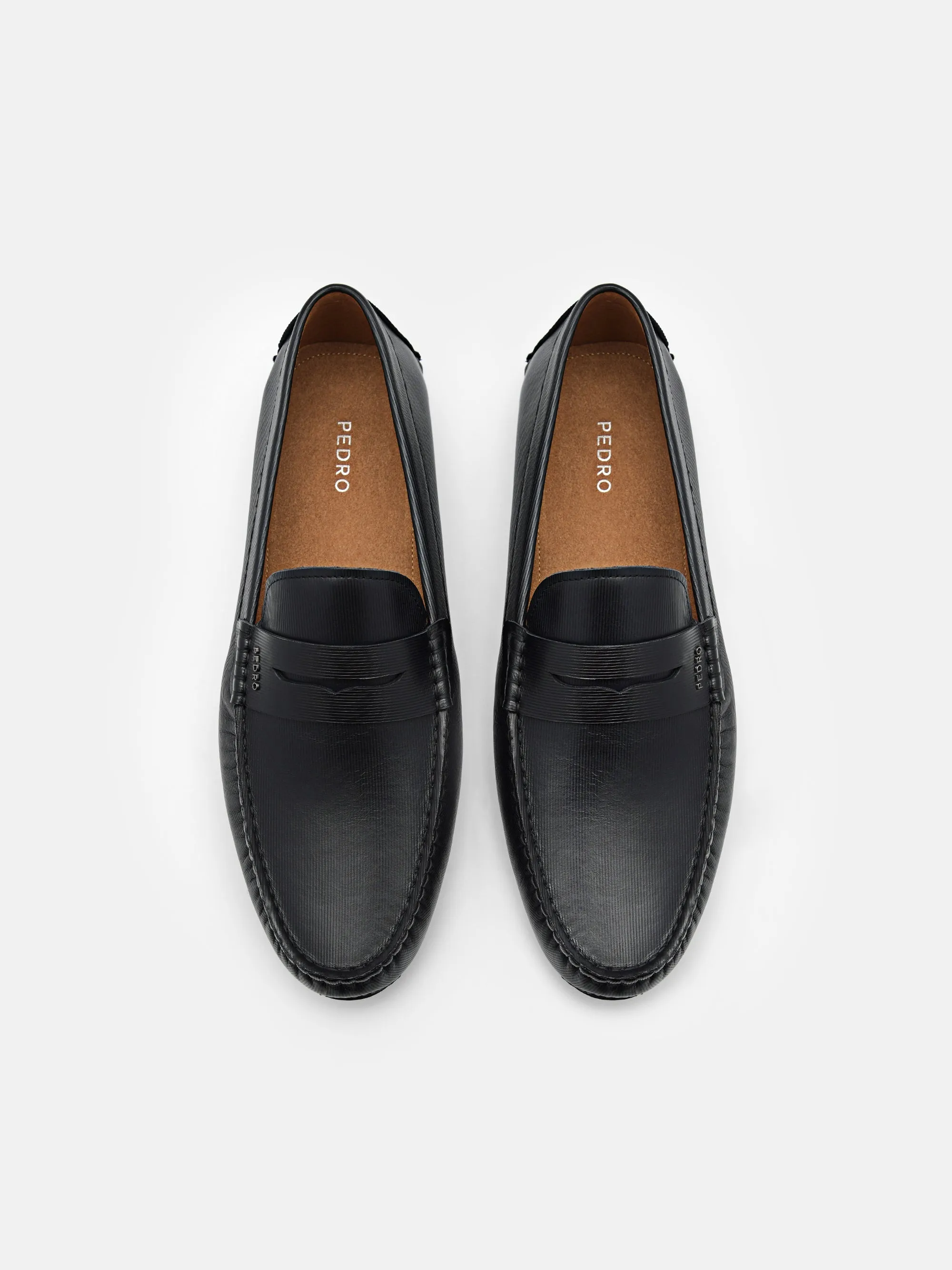 Embossed Leather Penny Loafers
