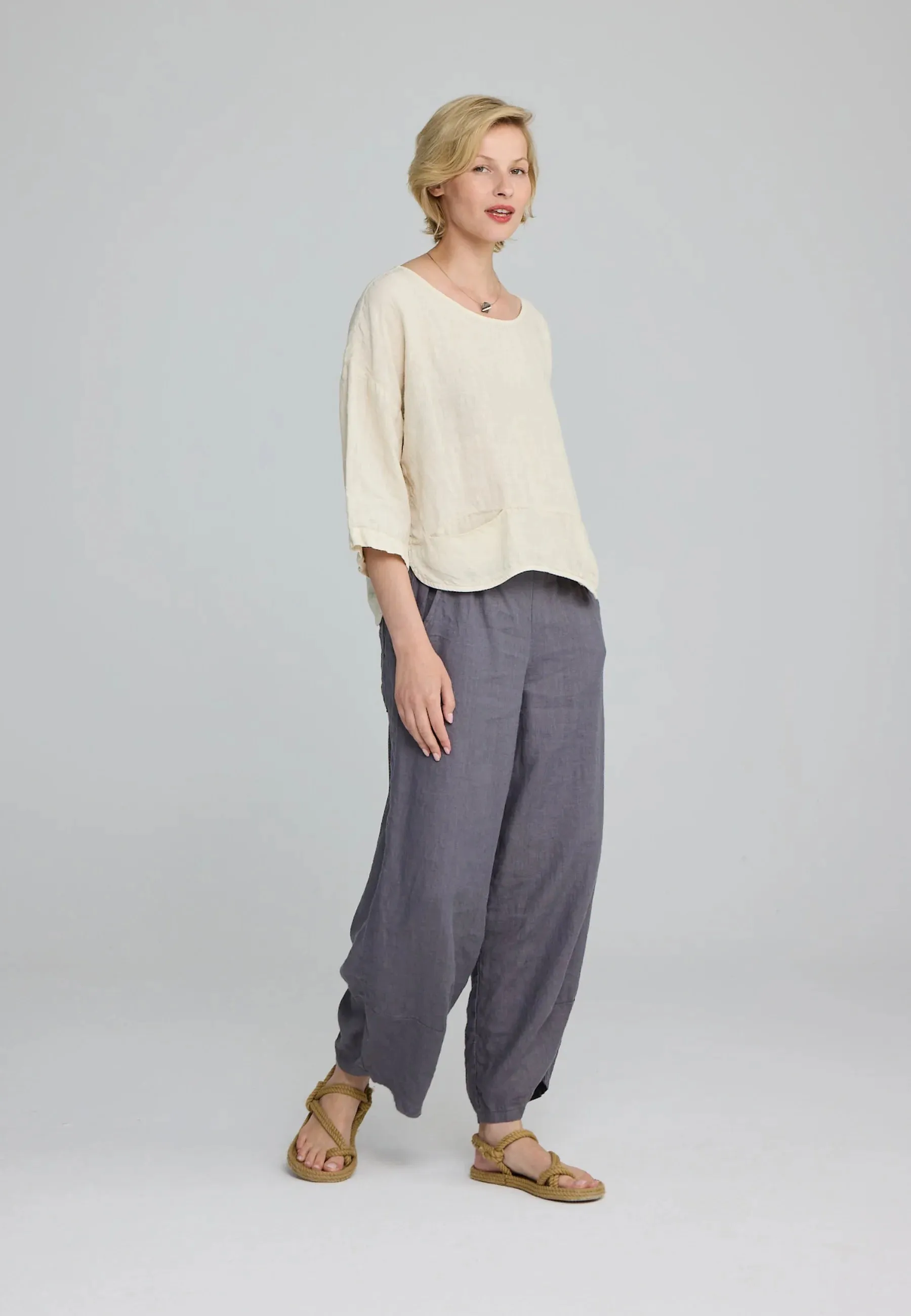 FRISCA – Printed Linen Pants