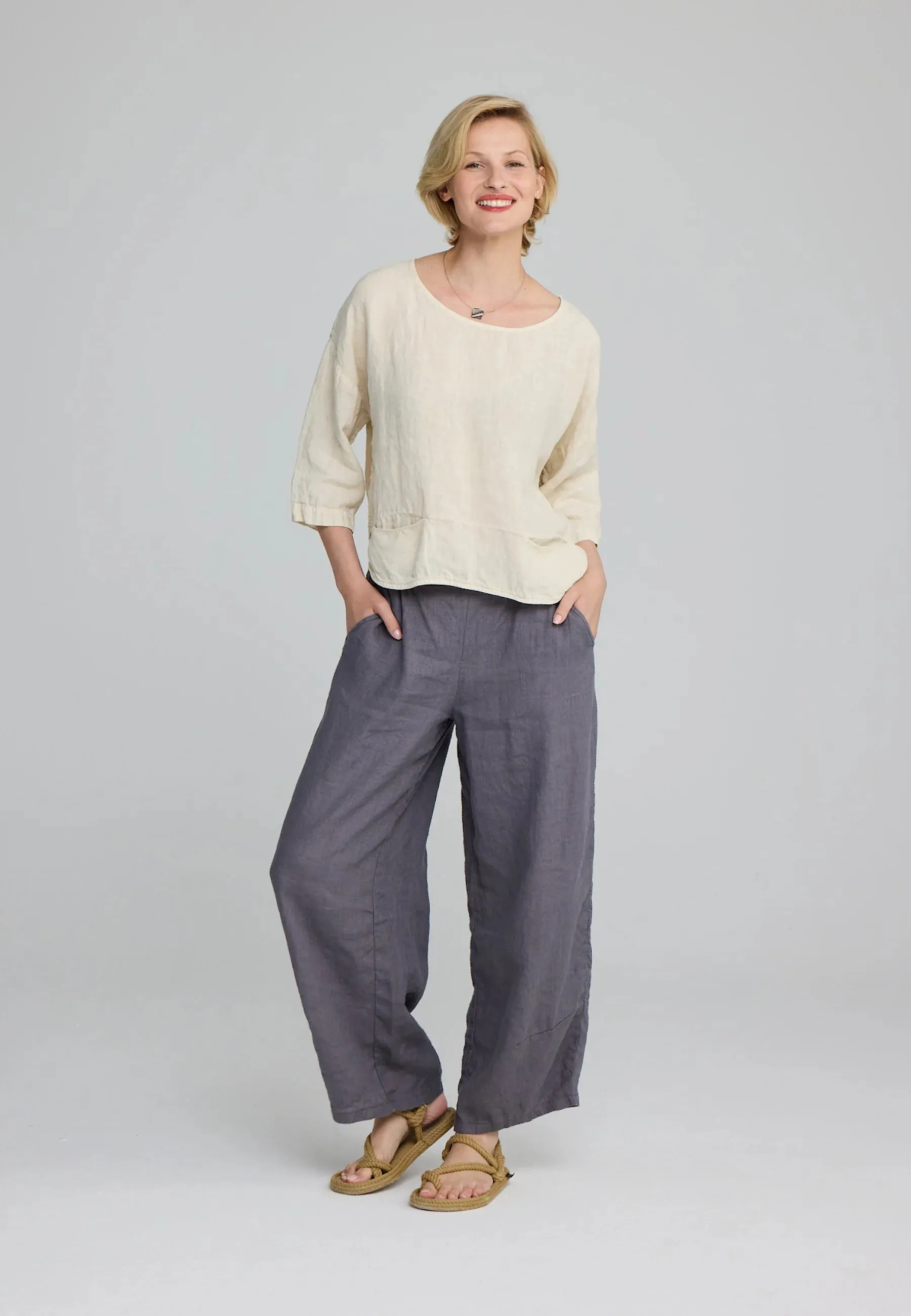 FRISCA – Printed Linen Pants