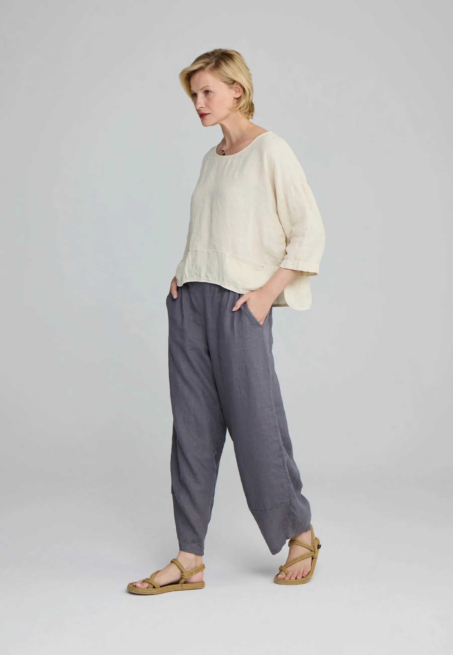 FRISCA – Printed Linen Pants