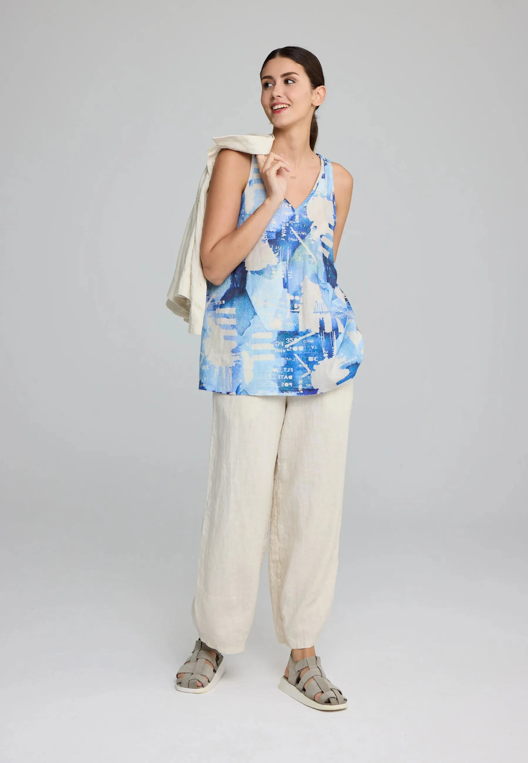 FRISCA – Printed Linen Pants