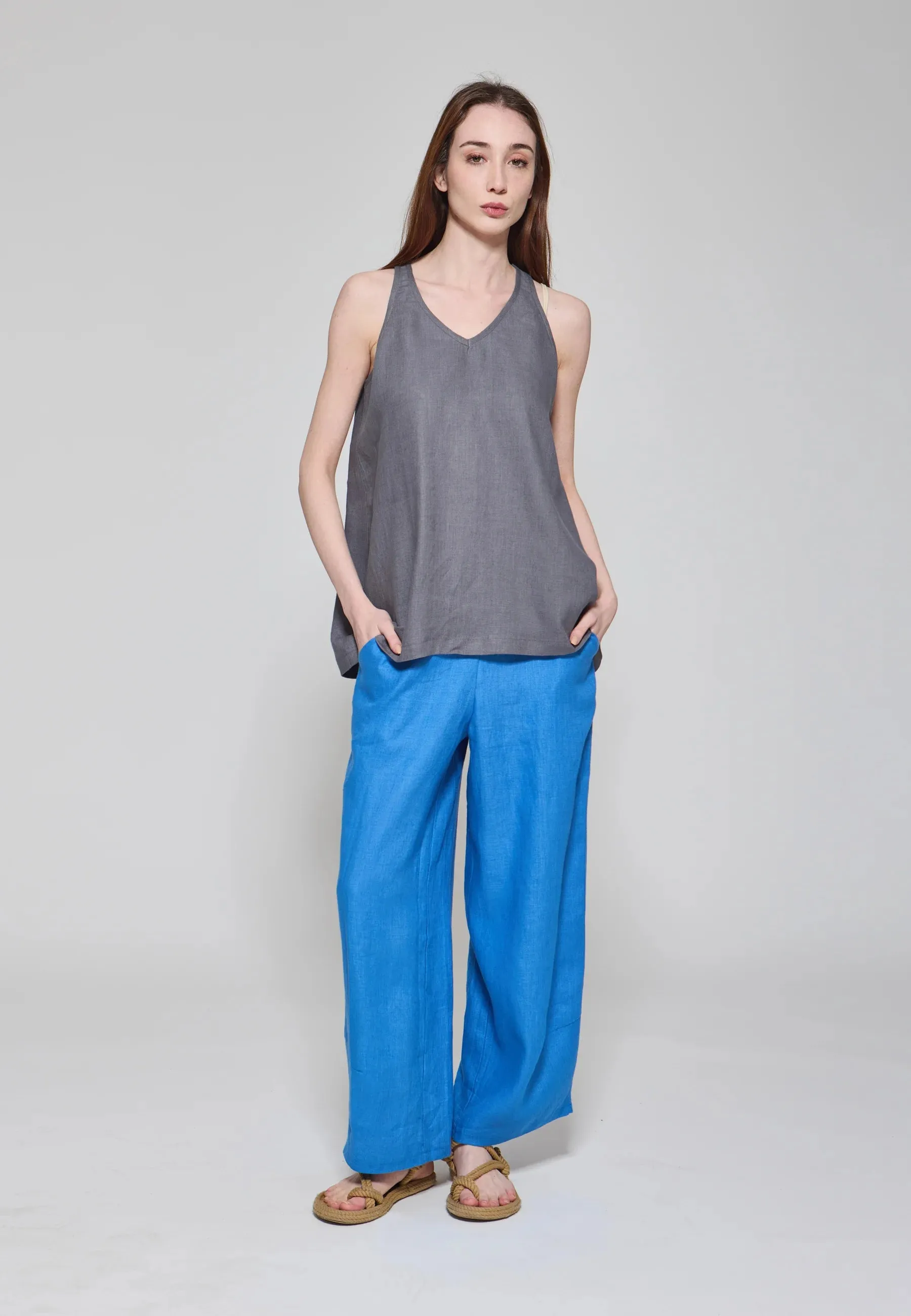 FRISCA – Printed Linen Pants