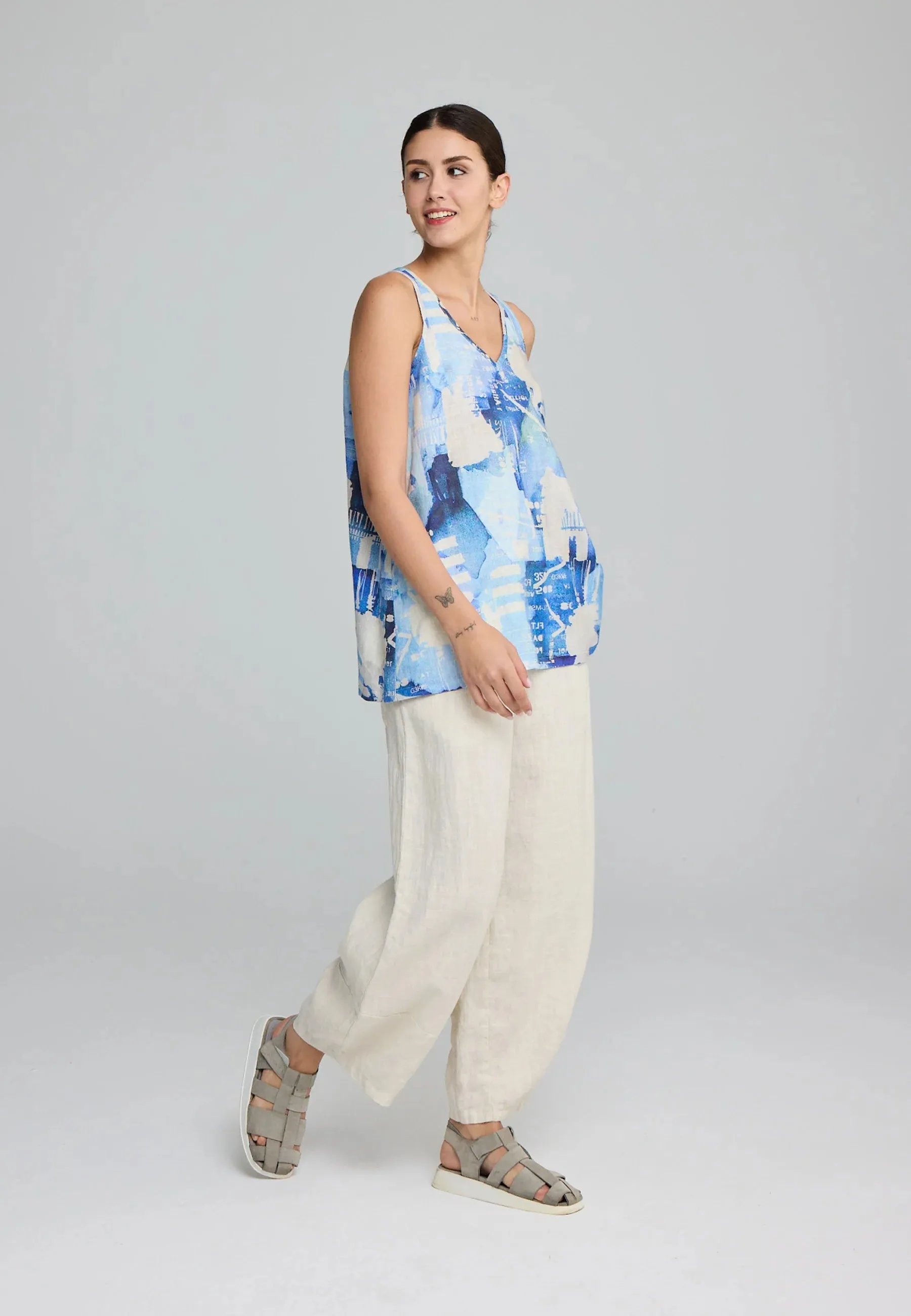 FRISCA – Printed Linen Pants