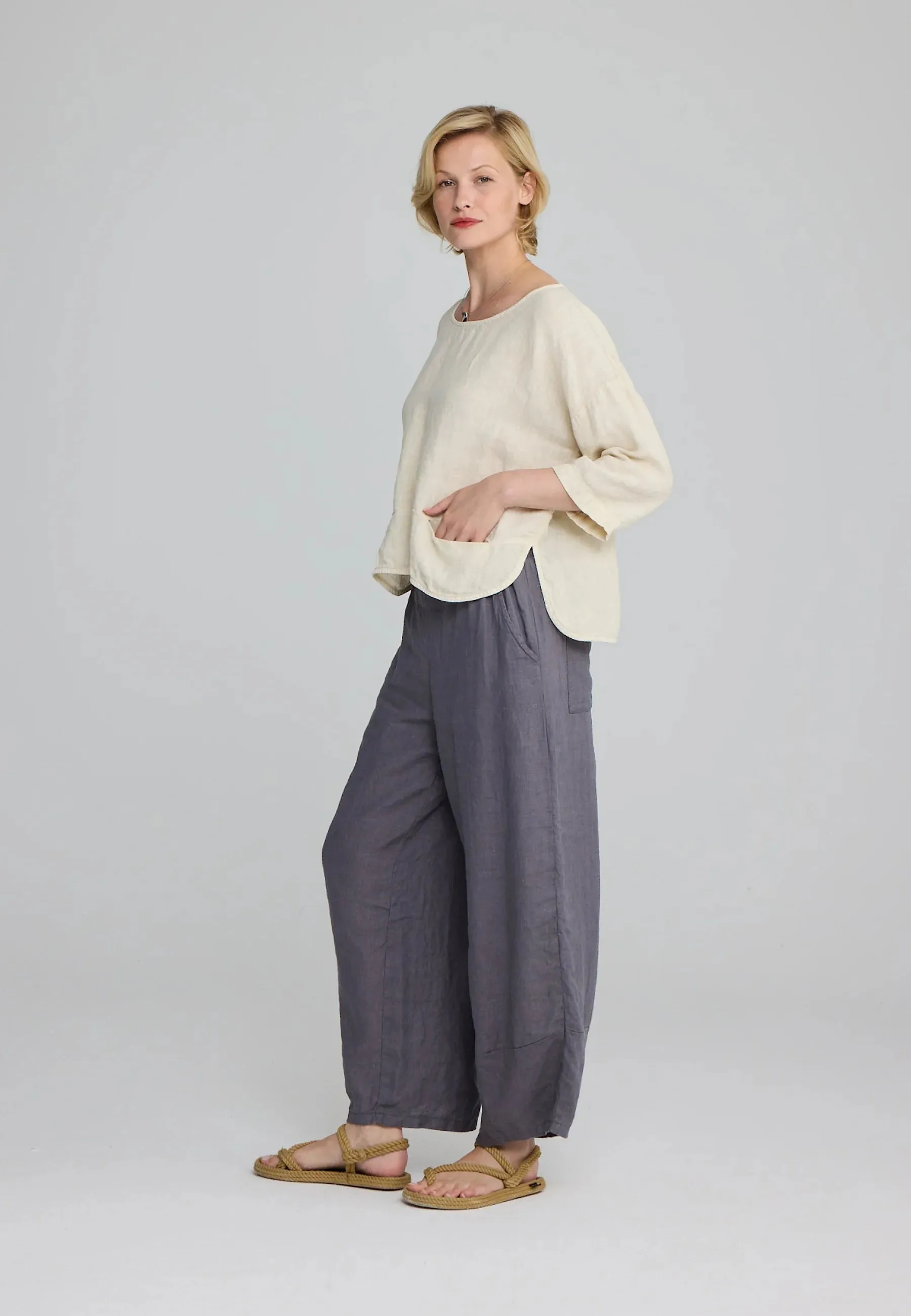 FRISCA – Printed Linen Pants