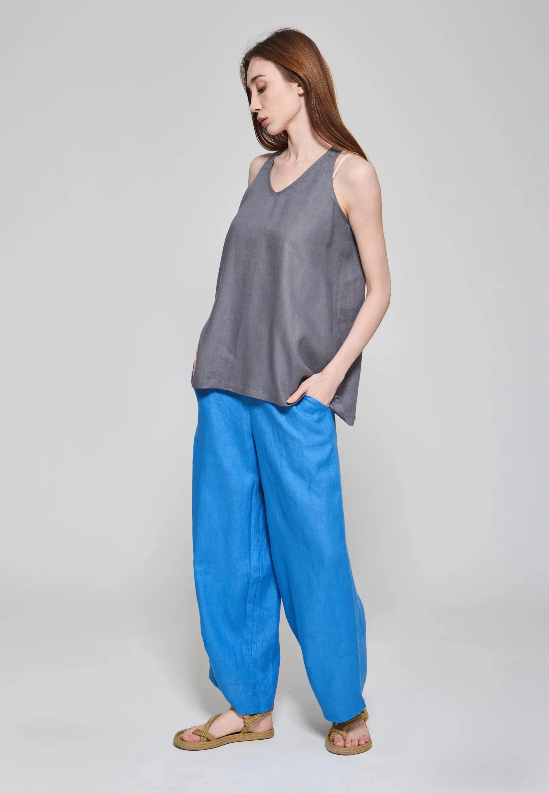 FRISCA – Printed Linen Pants