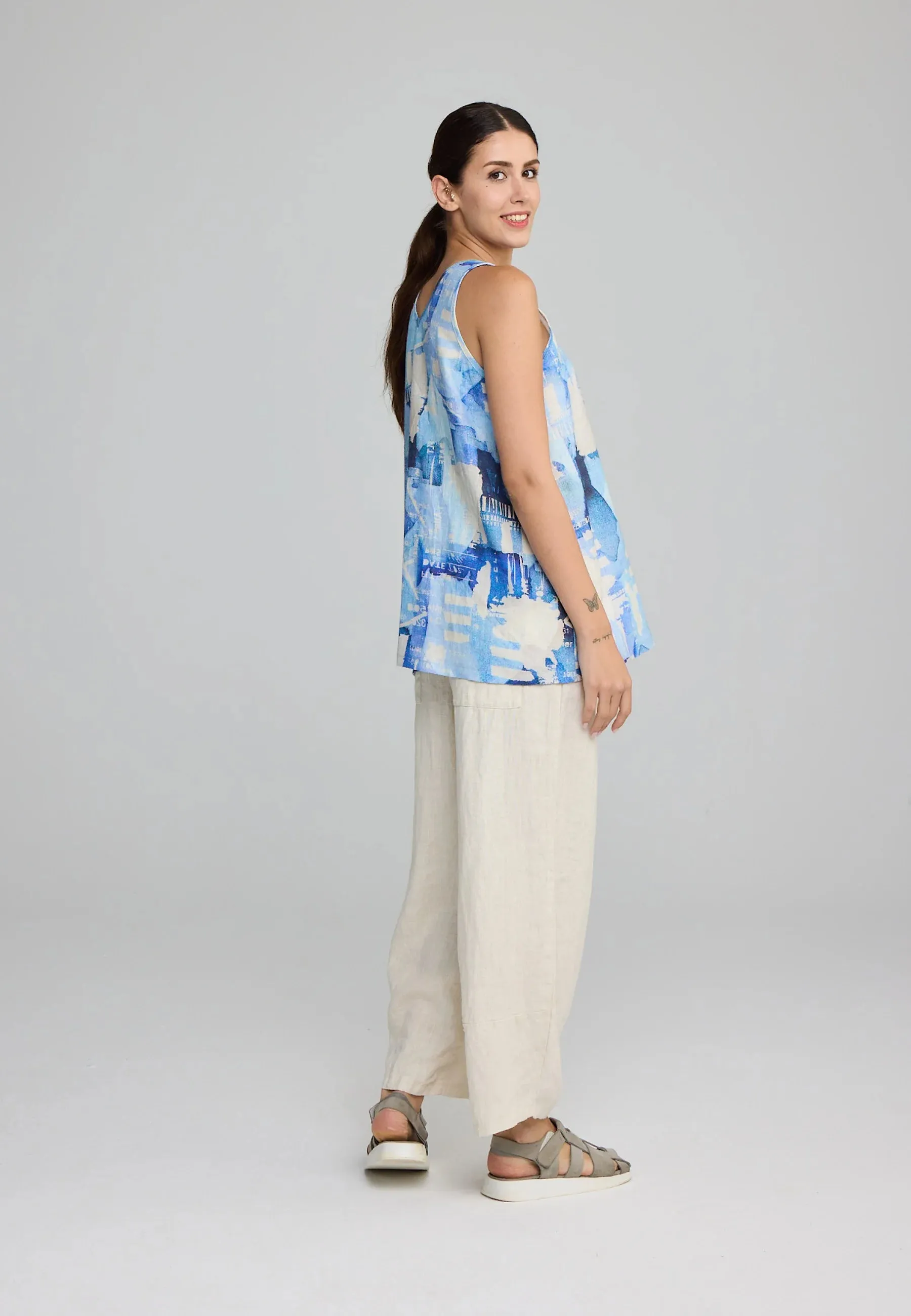 FRISCA – Printed Linen Pants