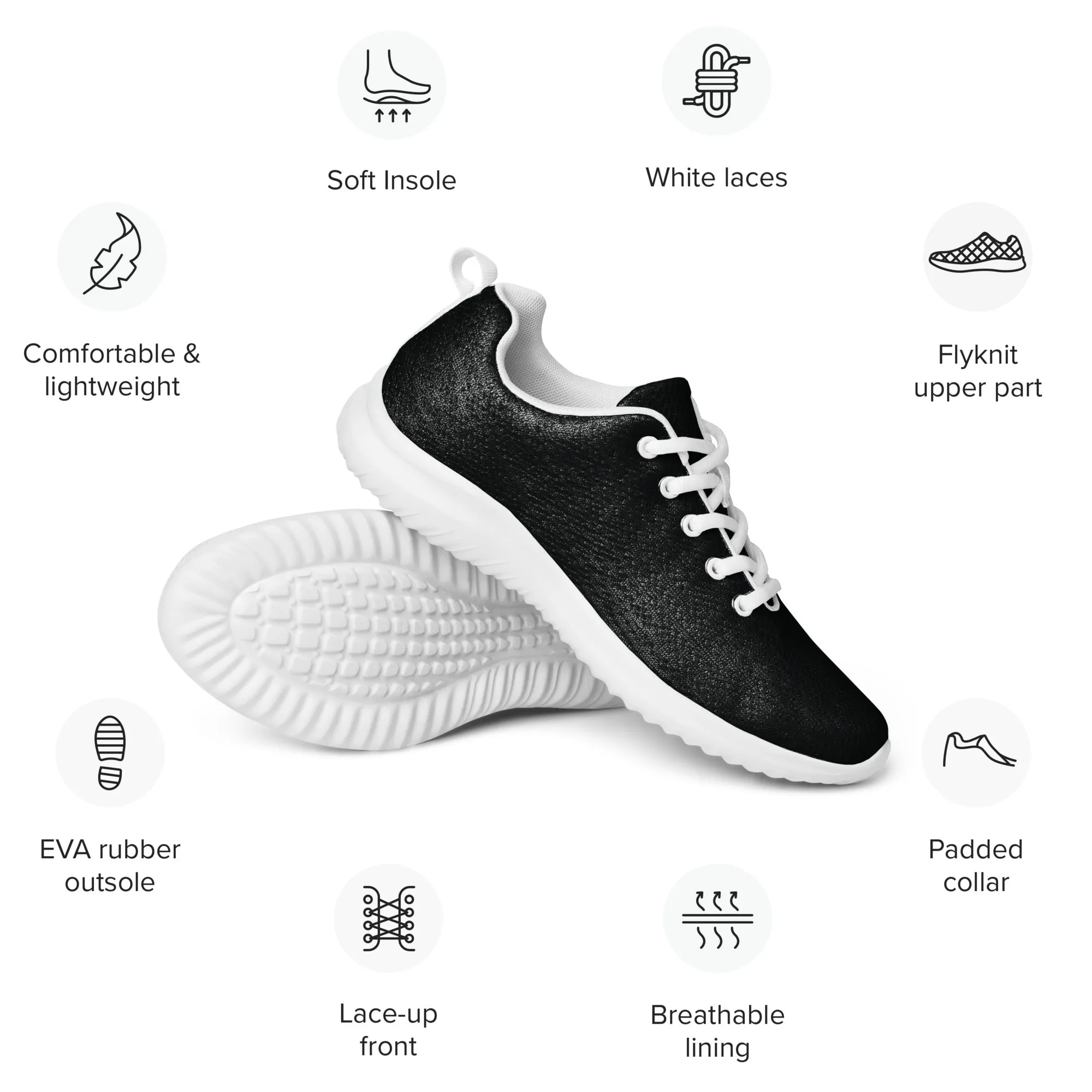 FYD Women’s Athletic Sneakers in solid black