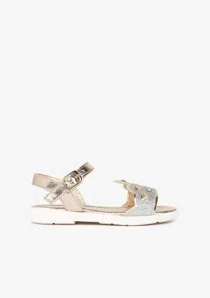 Girl's Crown Silver Leather Sandals