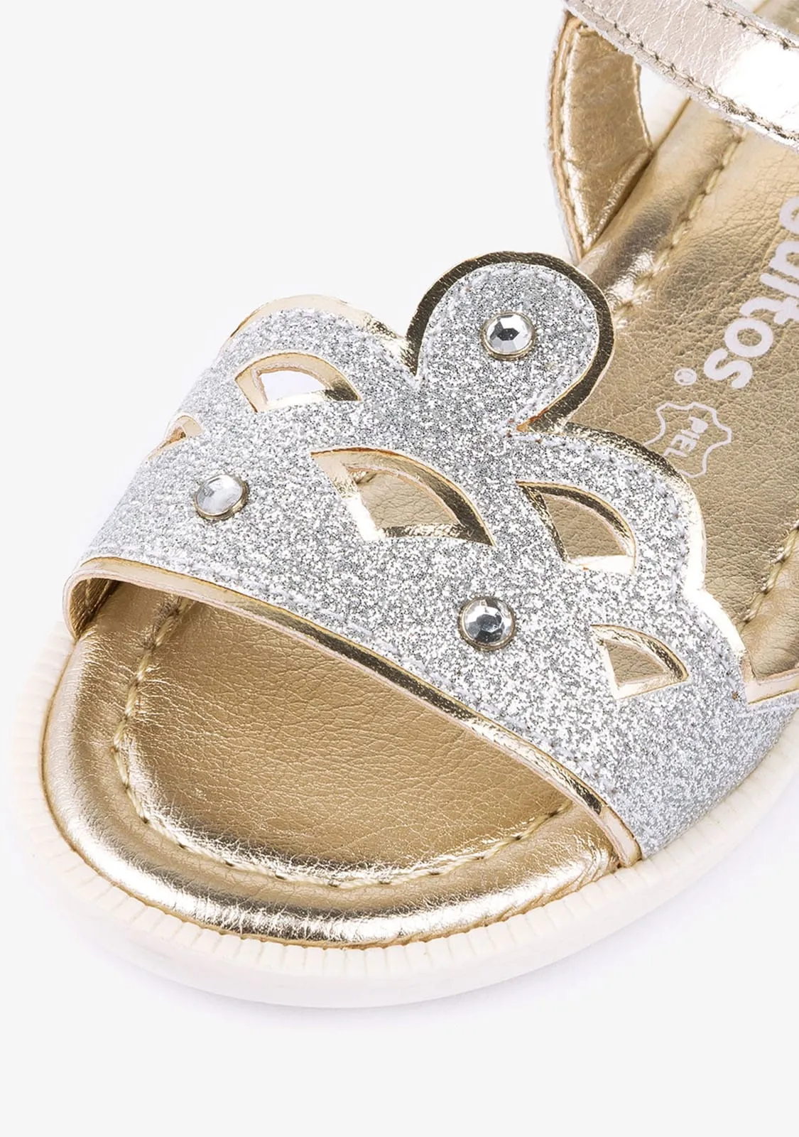 Girl's Crown Silver Leather Sandals