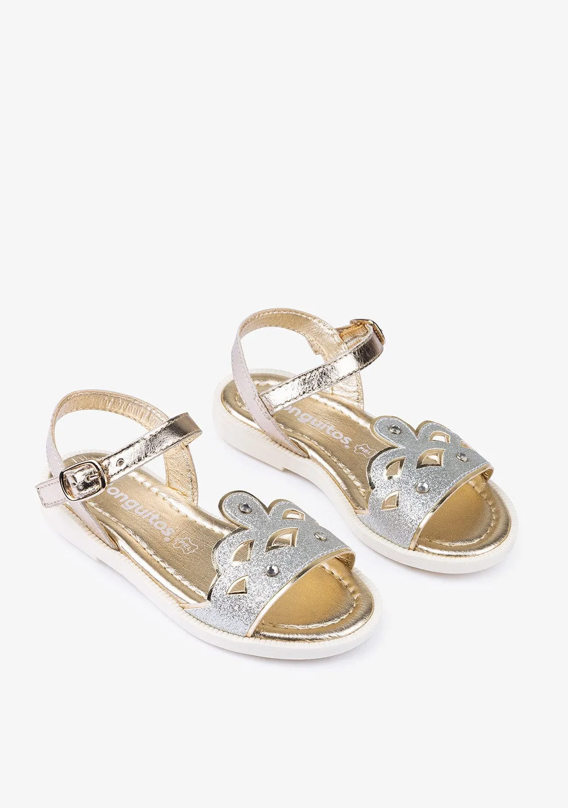 Girl's Crown Silver Leather Sandals