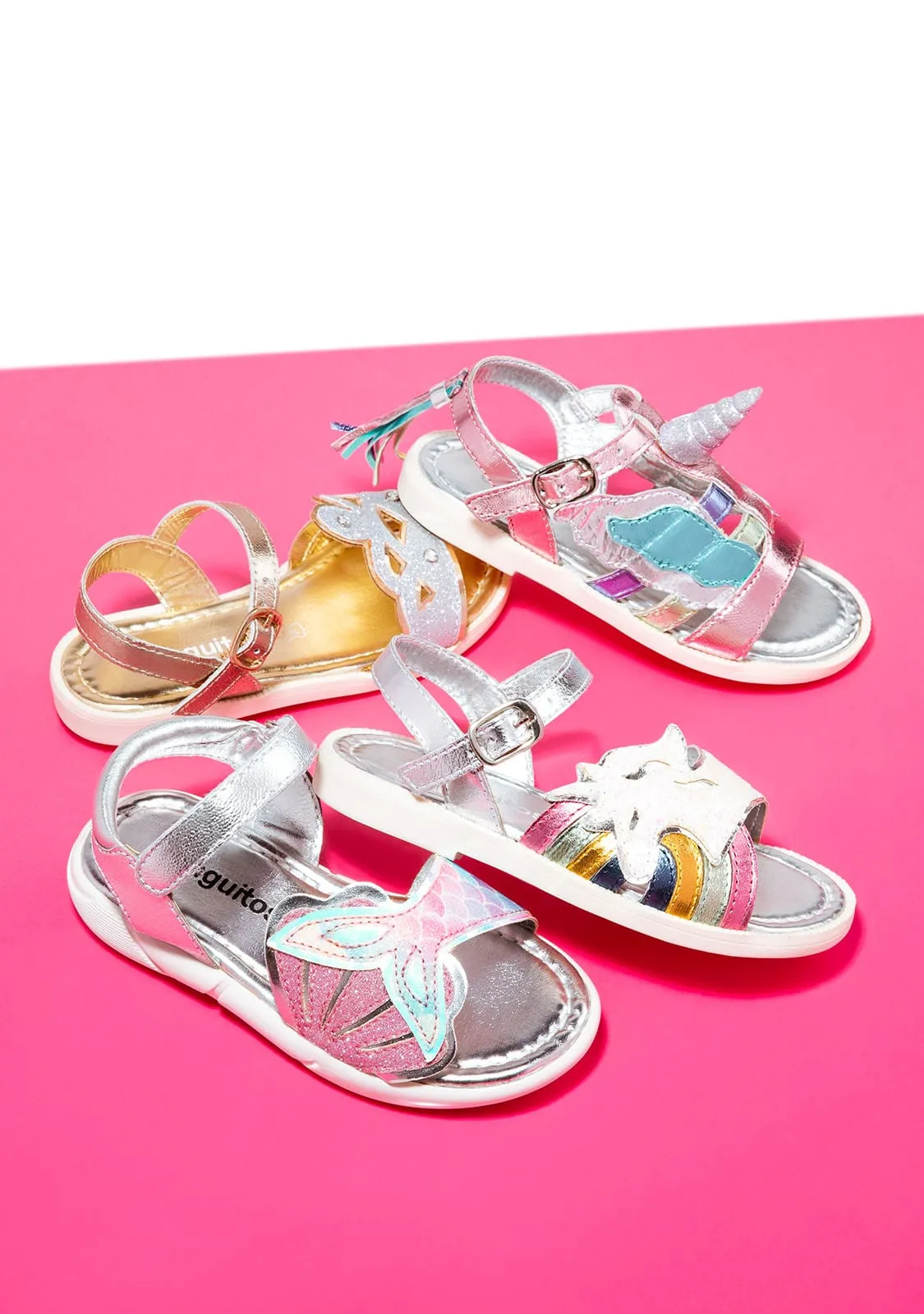 Girl's Crown Silver Leather Sandals