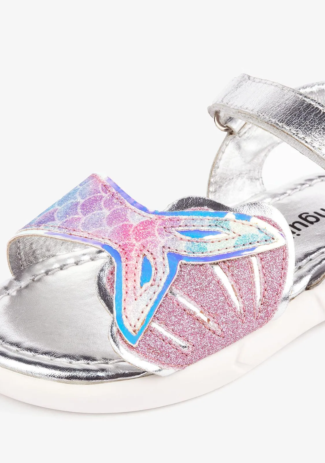 Girl's Multicolor Mermaid Leather Sandals