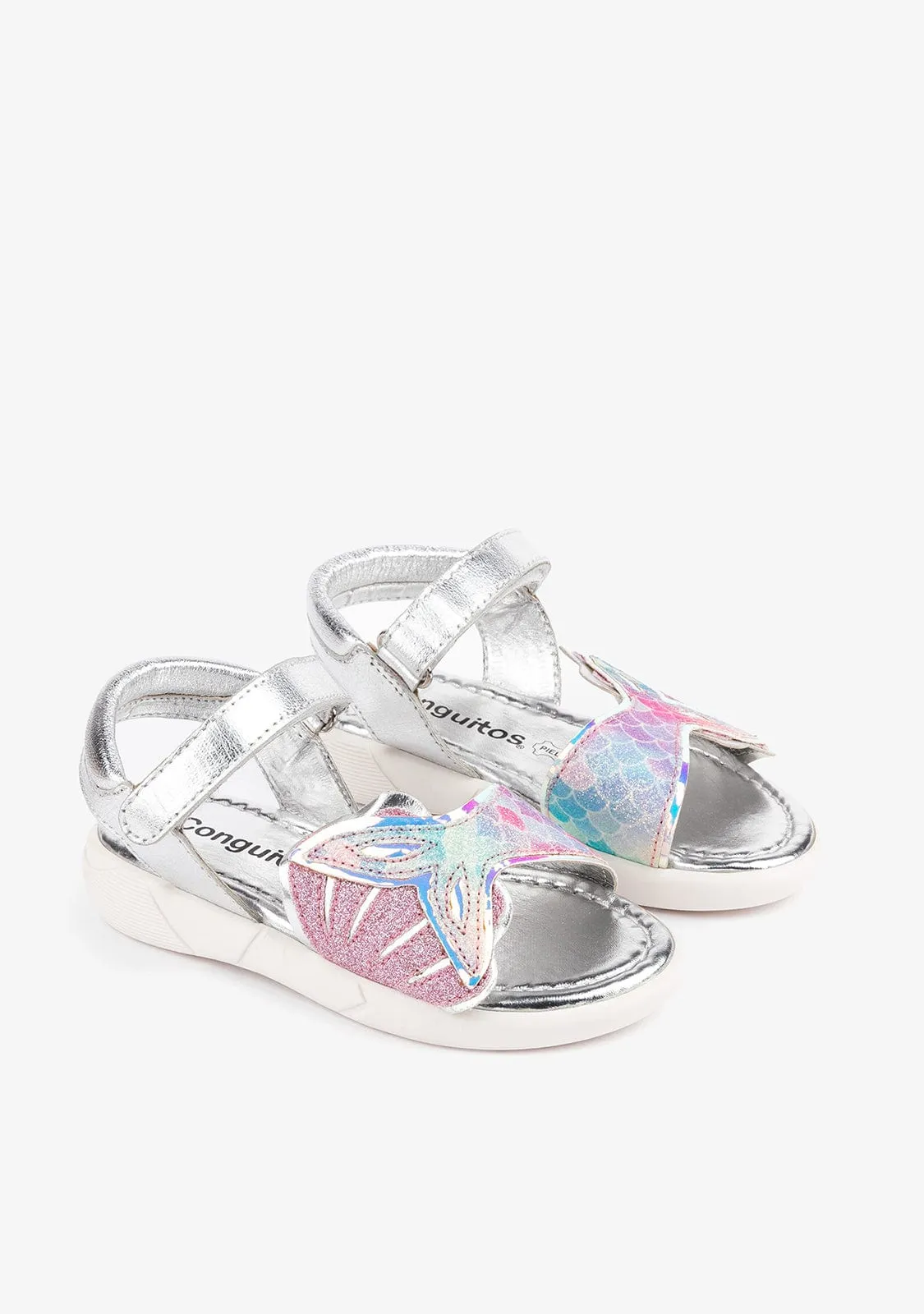 Girl's Multicolor Mermaid Leather Sandals