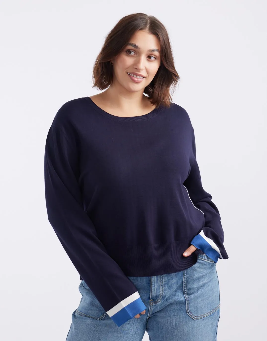 Giselle Lightweight Knit Top - Navy