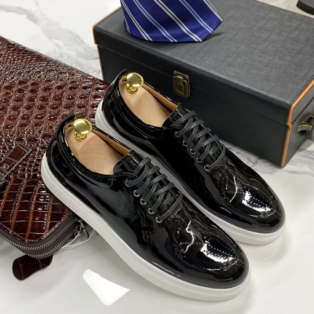 Glossy Cross-tied Patent Leather Oxfords Shoes
