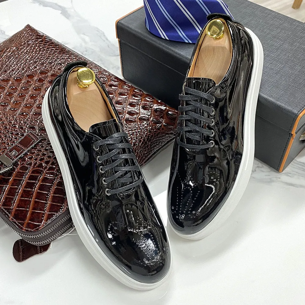 Glossy Cross-tied Patent Leather Oxfords Shoes