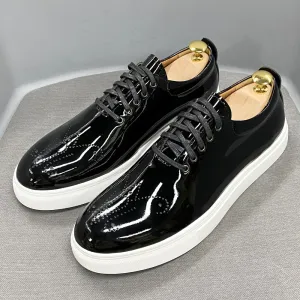 Glossy Cross-tied Patent Leather Oxfords Shoes