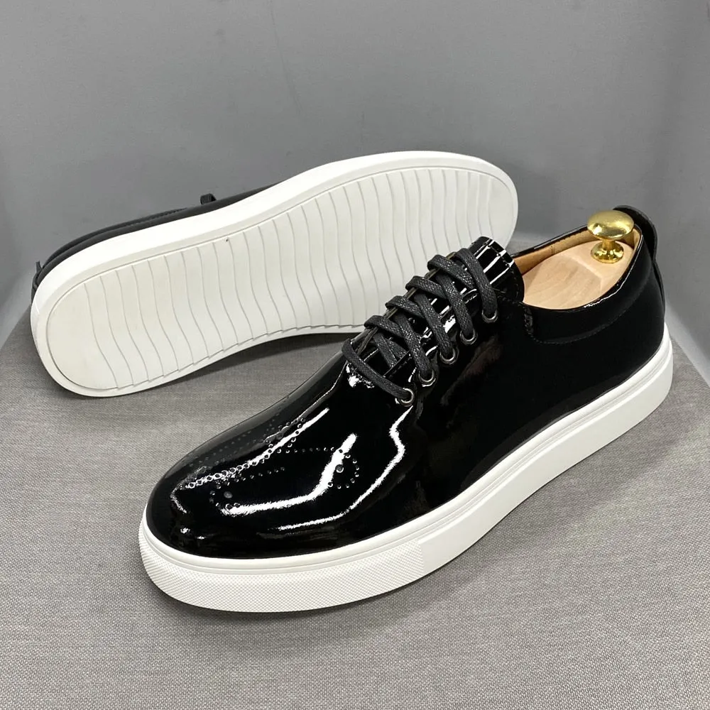 Glossy Cross-tied Patent Leather Oxfords Shoes