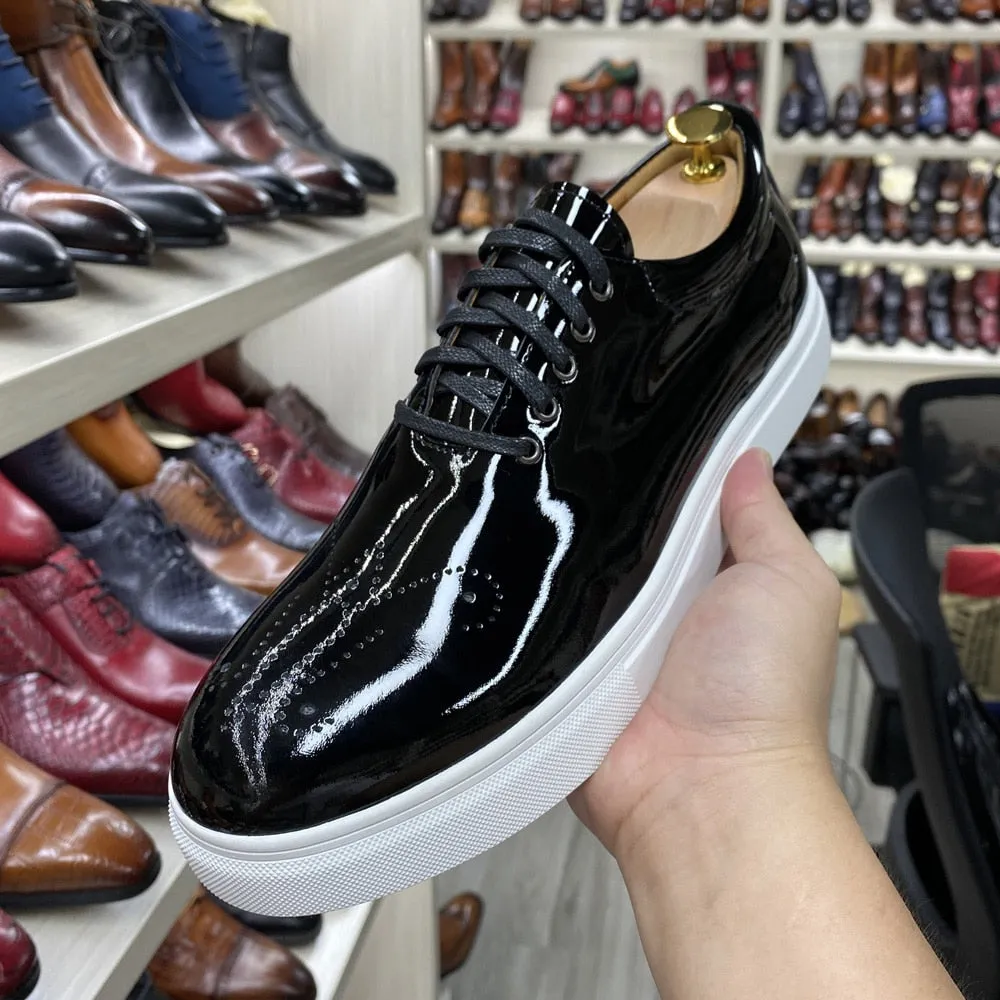 Glossy Cross-tied Patent Leather Oxfords Shoes