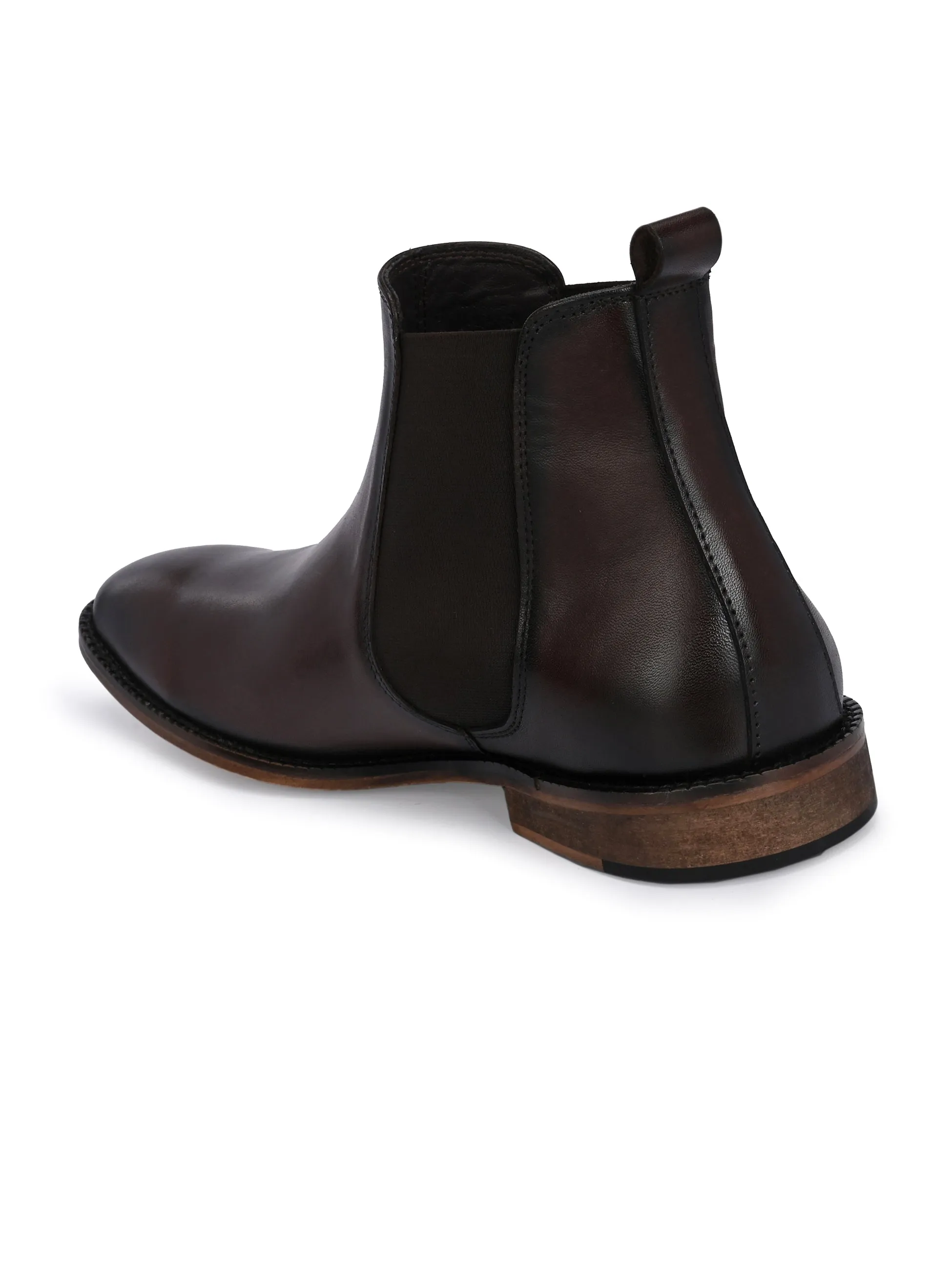 HITZ7121 Men's Brown Leather Casual Slip On Chelsea Boot