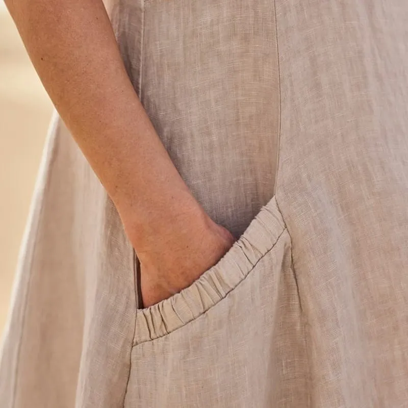 Hot Promotion 49% OffWomen's Sleeveless Cotton And Linen Dress With Pockets